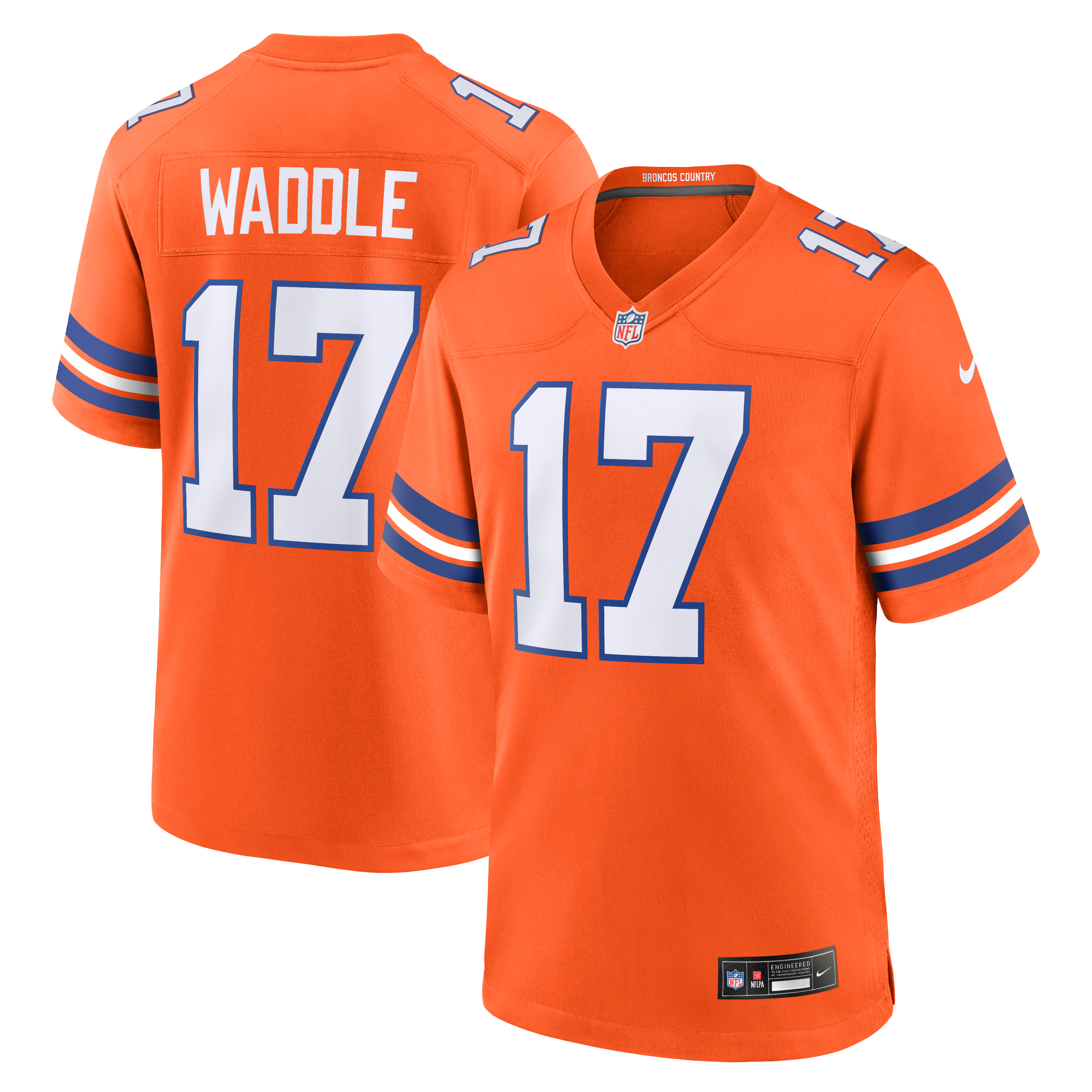 Maillot de match Nike Jaylen Waddle orange des Denver Broncos pour homme