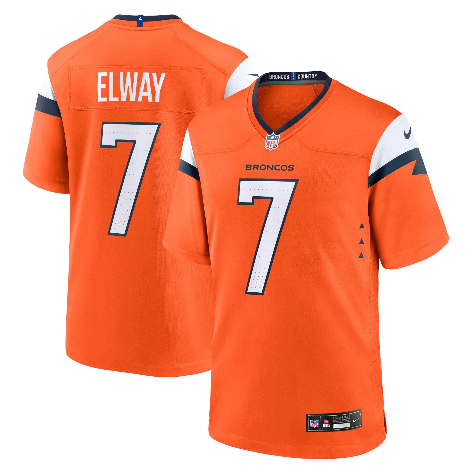 Maillot de match Nike John Elway orange Denver Broncos pour homme, joueur retraité