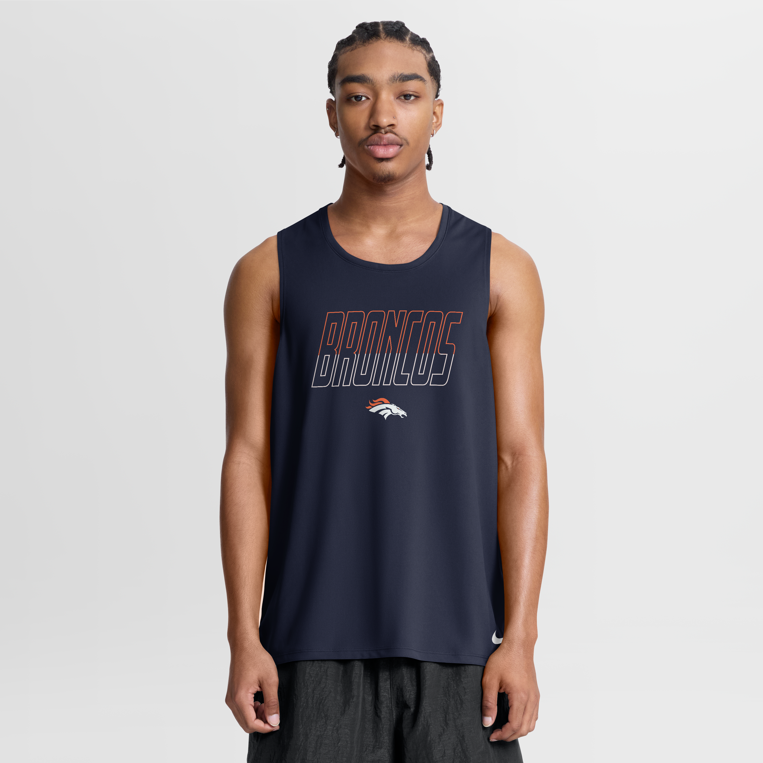 Débardeur Nike Dri-FIT bleu marine Denver Broncos Kickoff Miler pour homme
