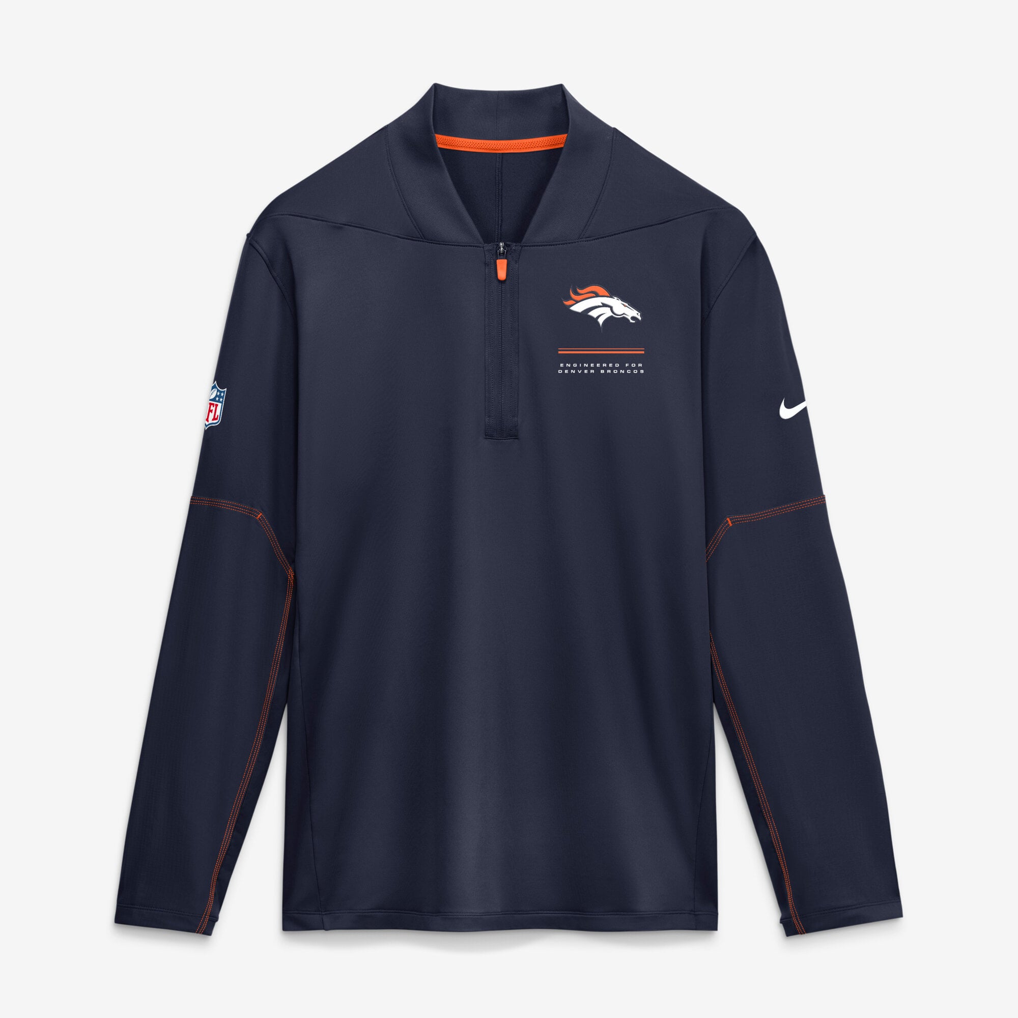 Men's Nike Navy Denver Broncos Sideline Logo Glory Midweight Dri-FIT Half-Zip Pullover