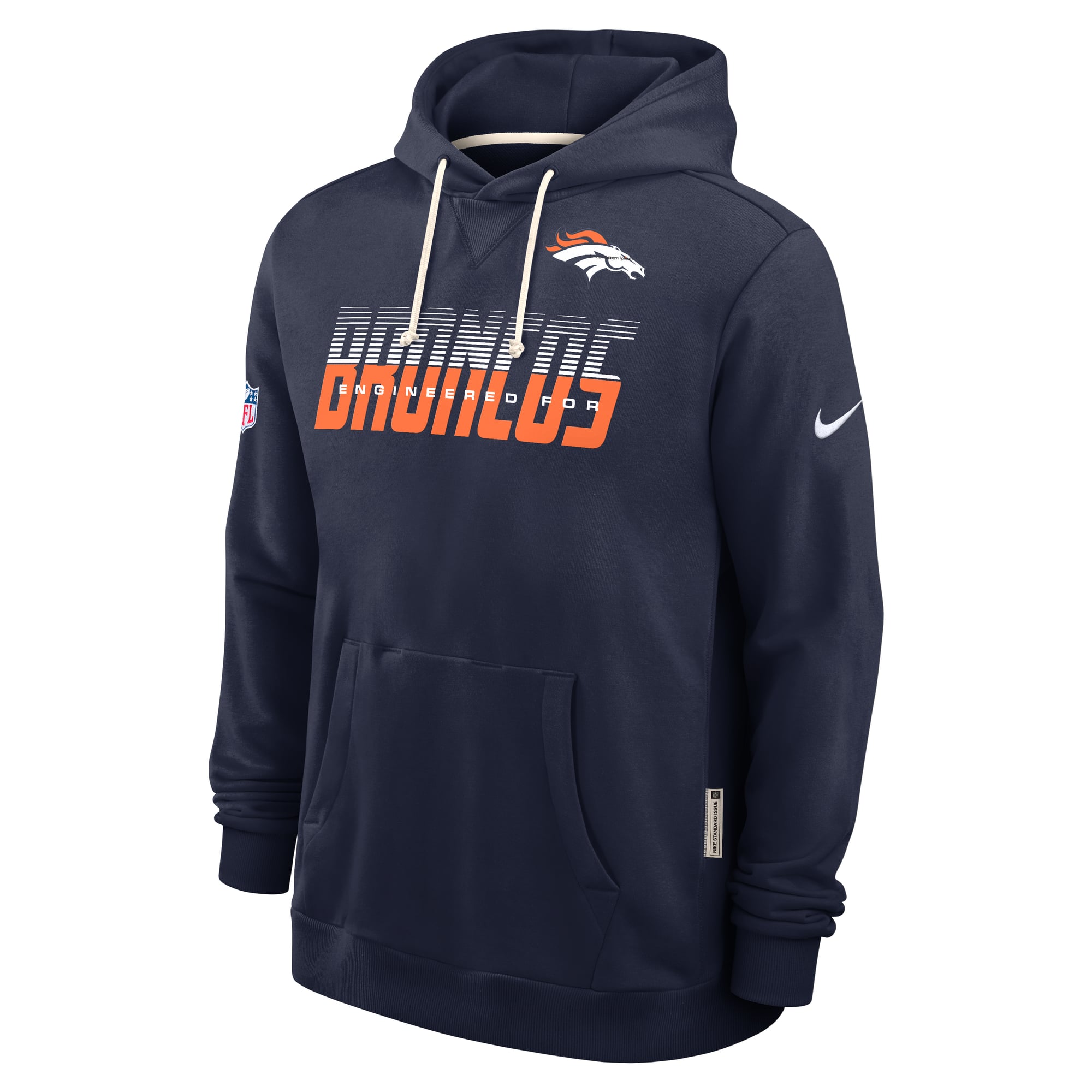 Men's Nike Navy Denver Broncos Sideline Standard Issue Top Prospect Dri-FIT Hoodie