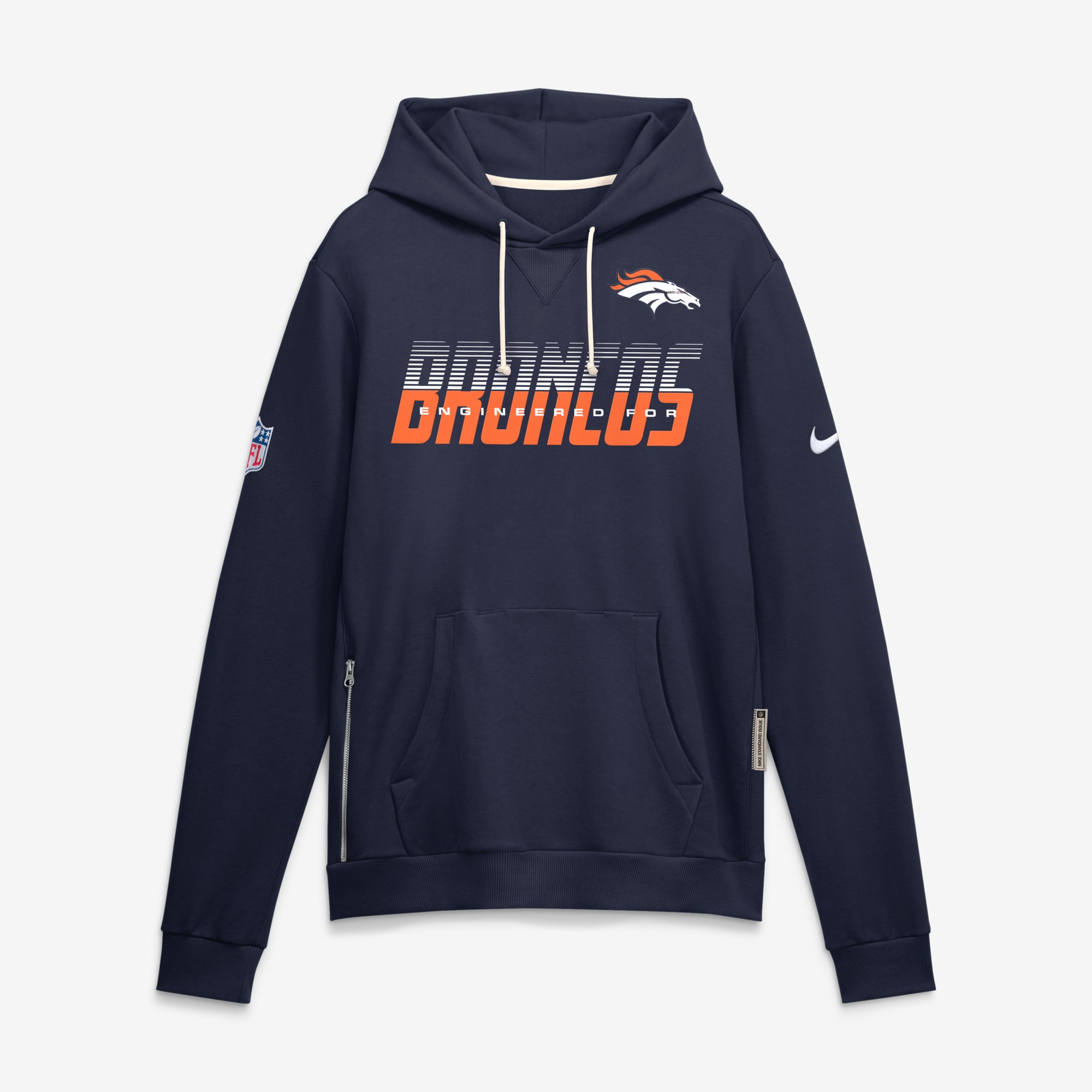 Men's Nike Navy Denver Broncos Sideline Standard Issue Top Prospect Dri-FIT Hoodie