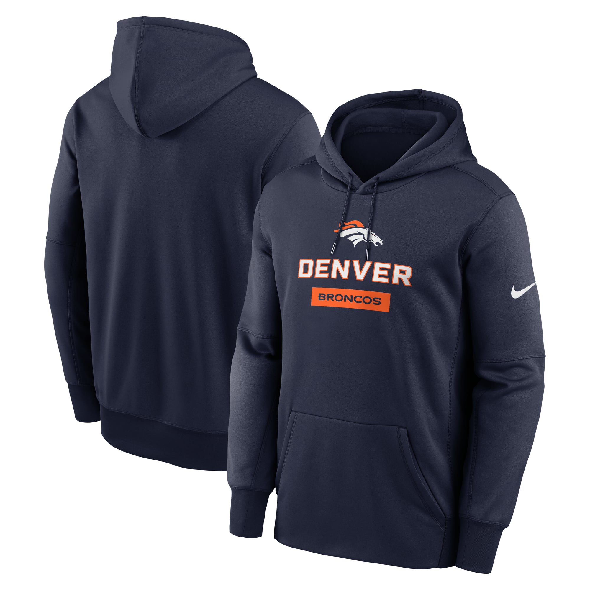 Men's Nike Navy Denver Broncos Toss Sweep Therma Hoodie
