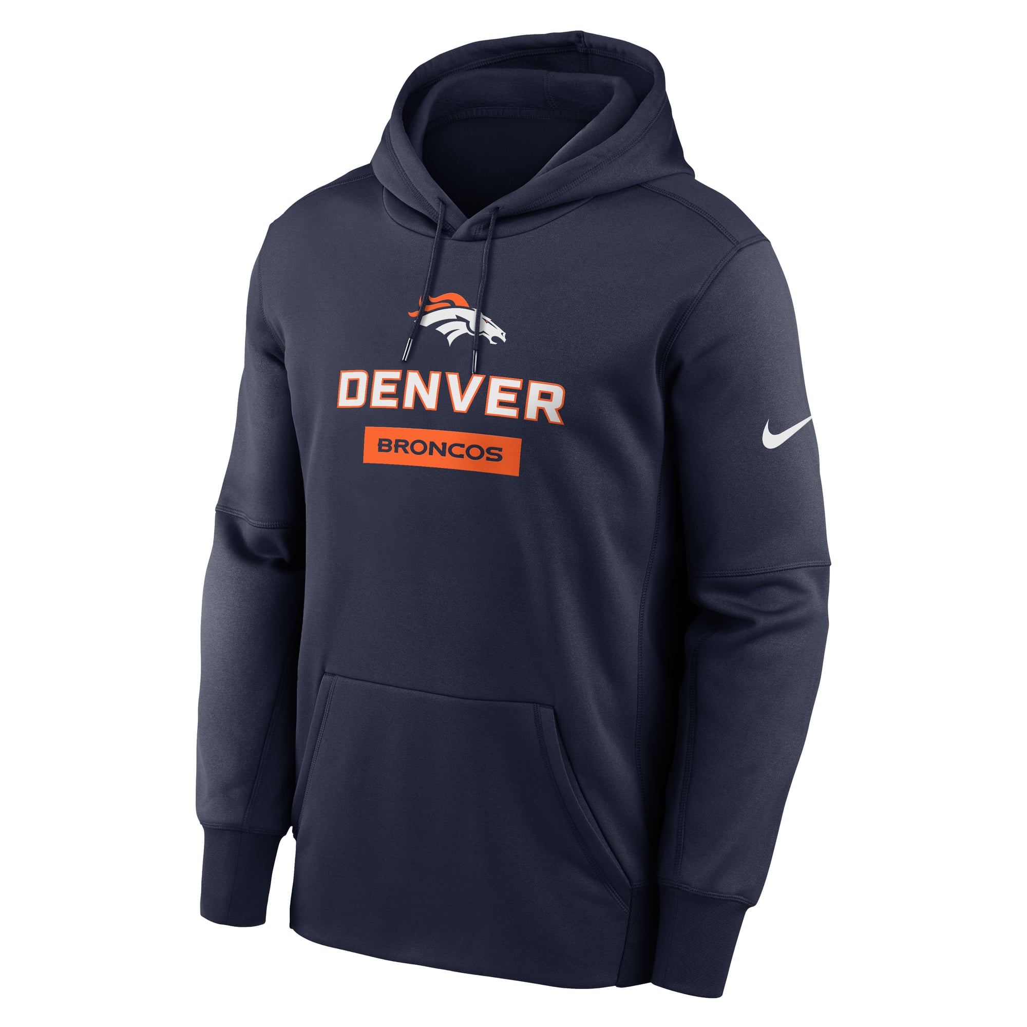 Men's Nike Navy Denver Broncos Toss Sweep Therma Hoodie