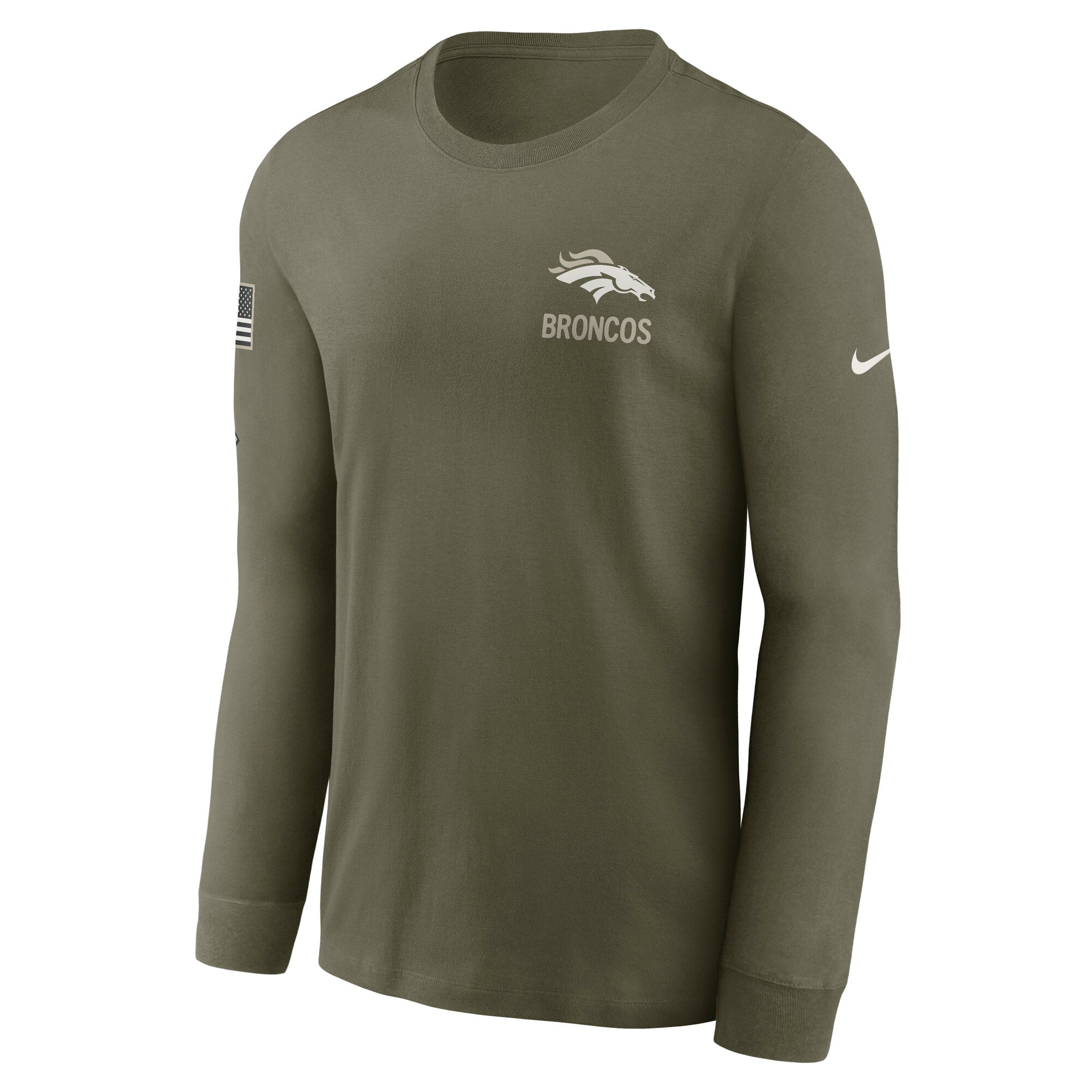 Men's Nike Olive Denver Broncos 2025 Salute to Service Sideline Long Sleeve T-Shirt