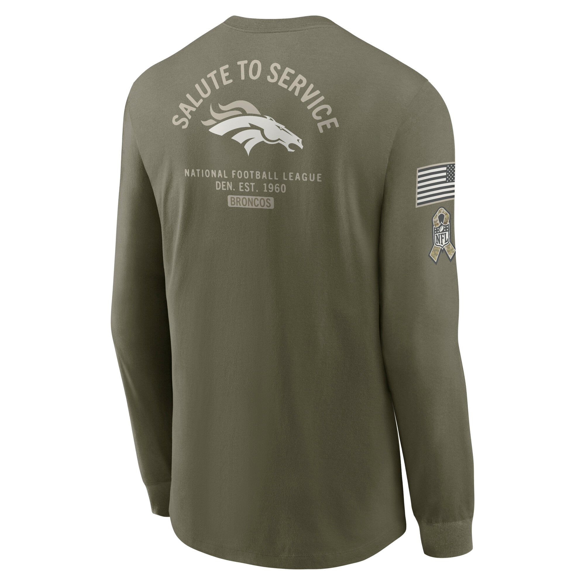 Men's Nike Olive Denver Broncos 2025 Salute to Service Sideline Long Sleeve T-Shirt