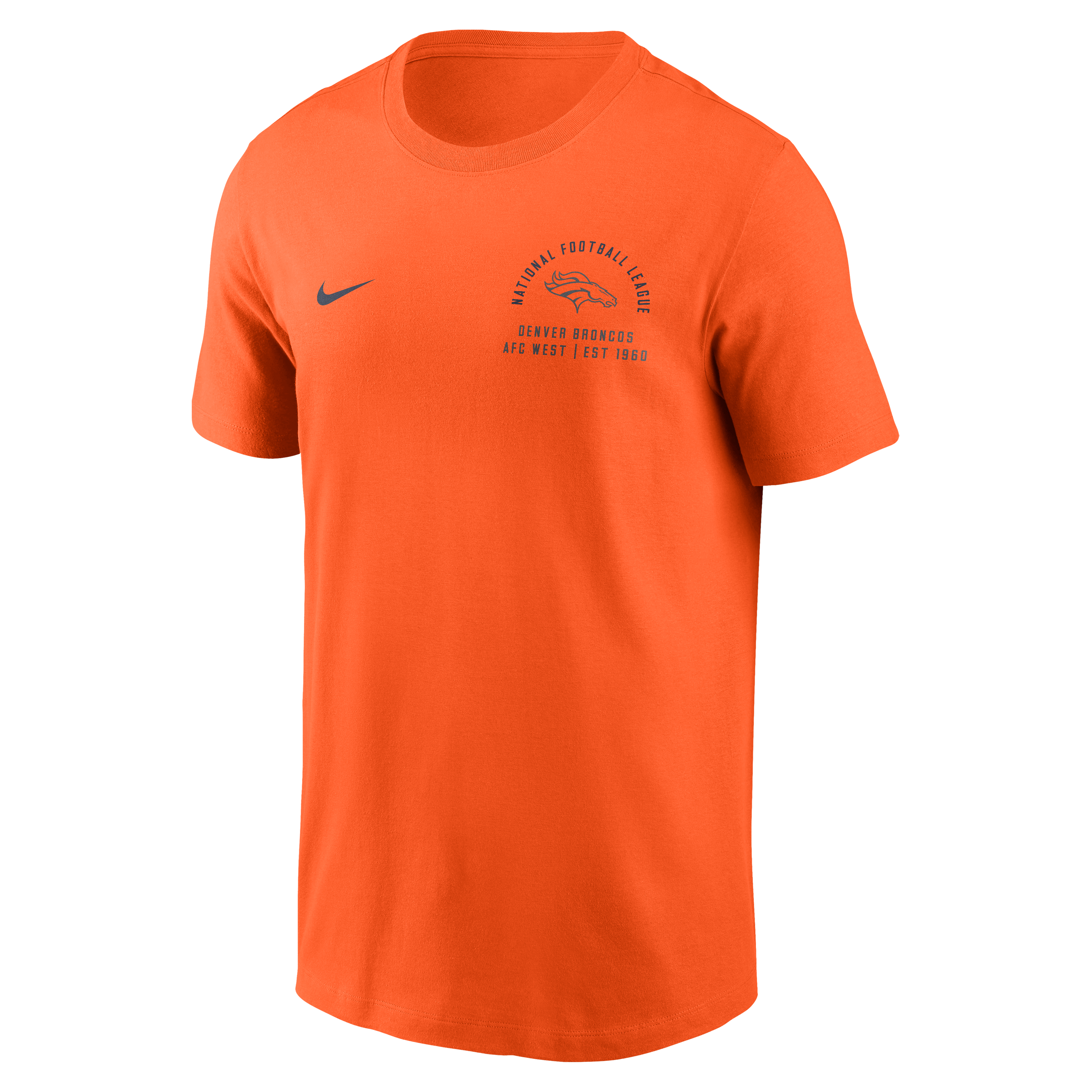 T-shirt Nike pour homme, orange, Denver Broncos, logo divisé