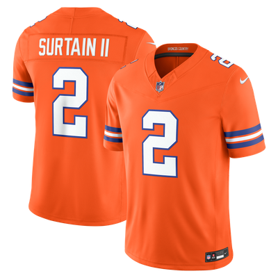 Patrick Surtain II Denver Broncos Nike Alternate Mile High Collection 1977 Throwback Vapor F.U.S.E. Stitched Limited Jersey - Orange