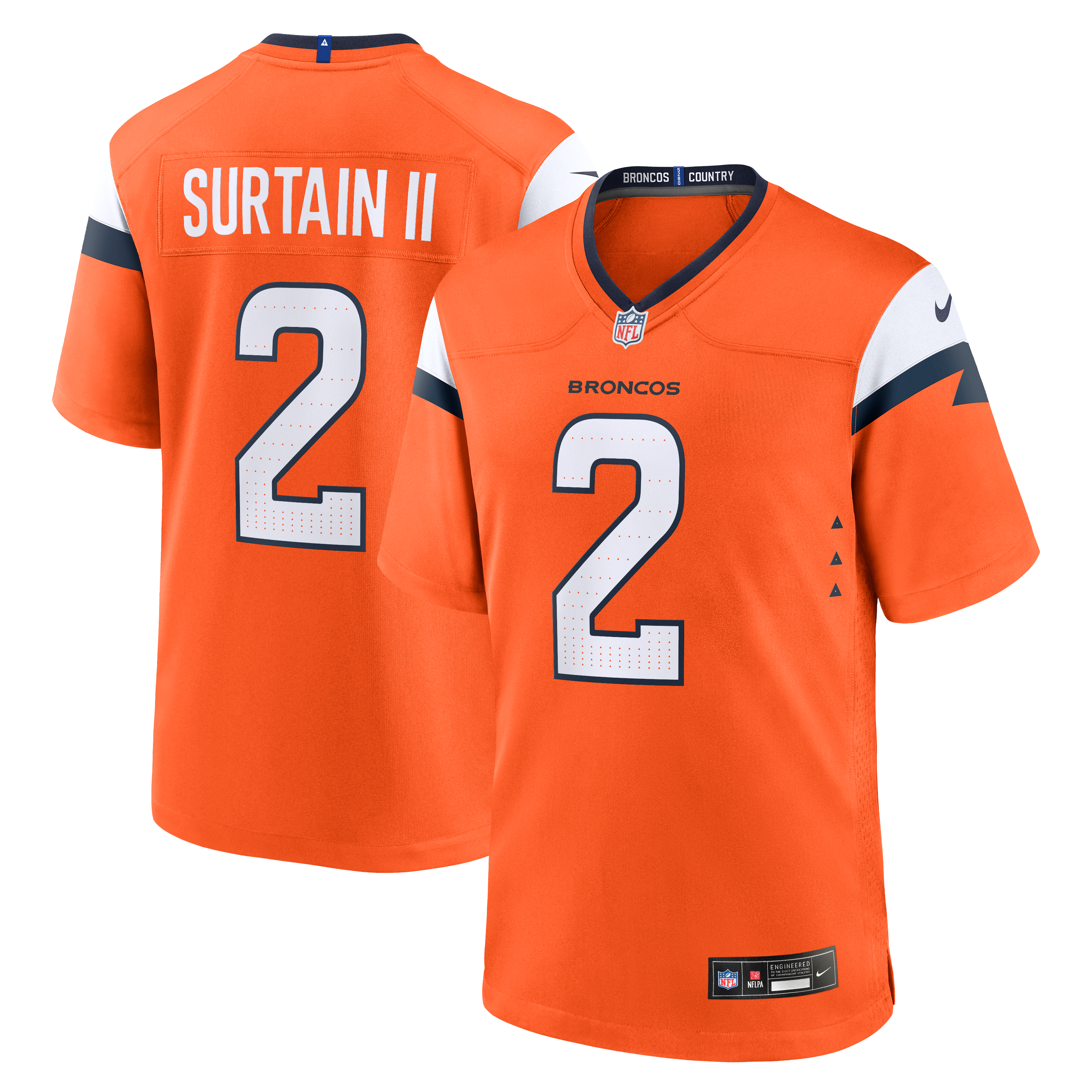 Men's Nike Patrick Surtain II Orange Denver Broncos Team Game Jersey