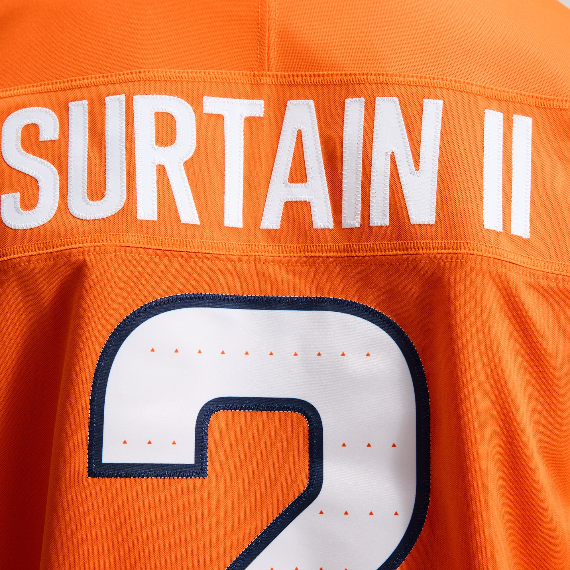 Men's Nike Patrick Surtain II Orange Denver Broncos Team Vapor F.U.S.E. Stitched Limited Jersey