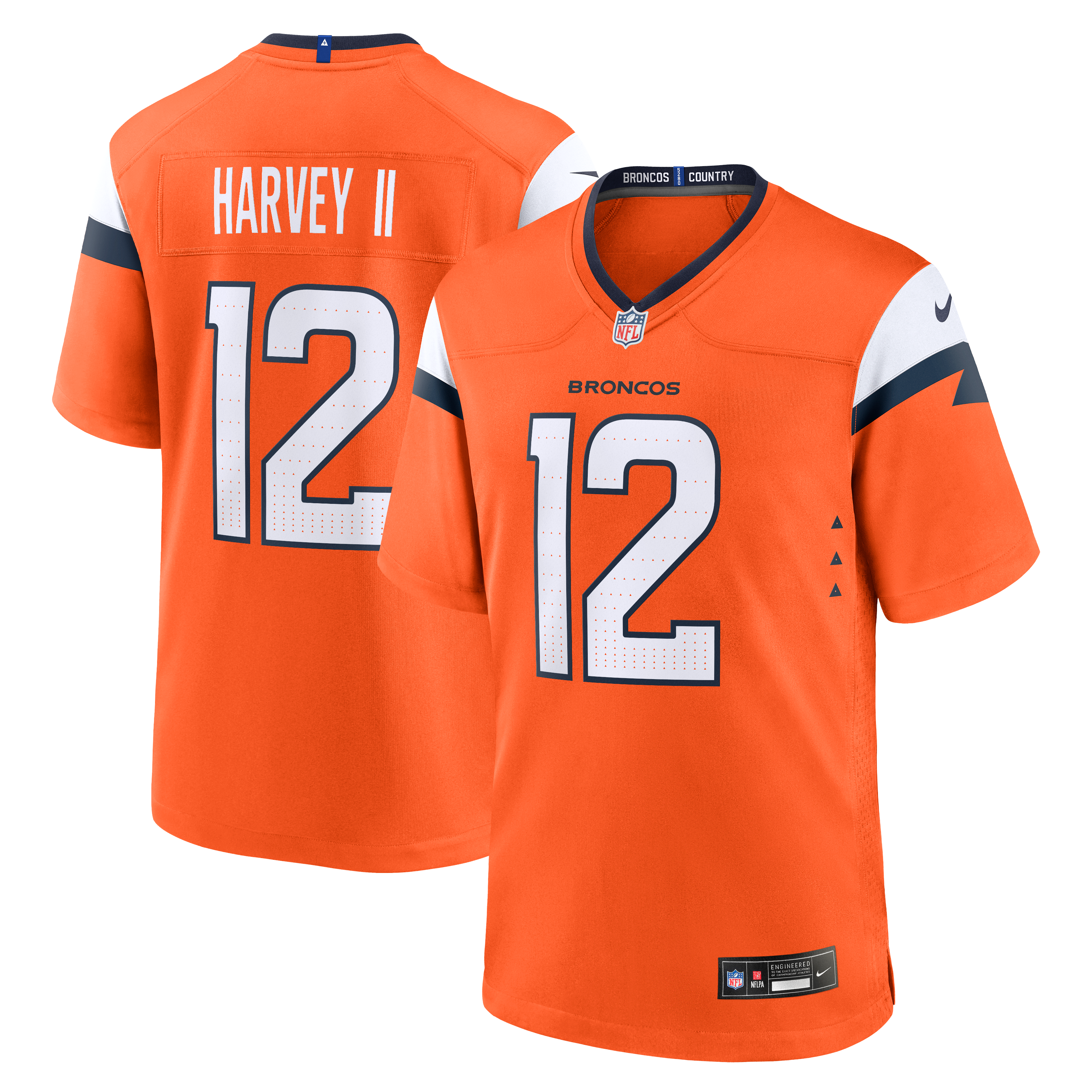 Maillot de match Nike RJ Harvey orange des Broncos Denver pour homme