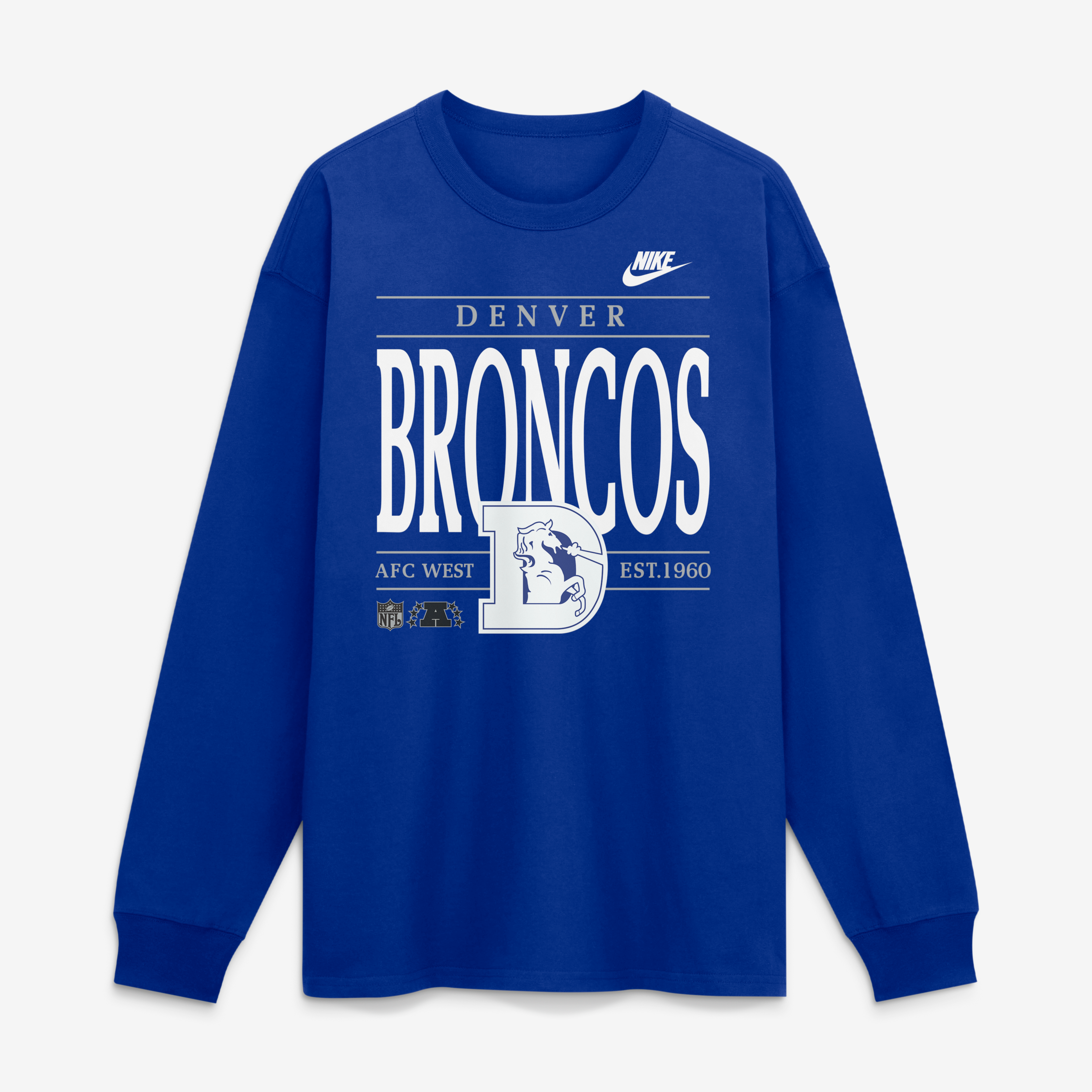 Men's Nike Royal Denver Broncos Red Zone Long Sleeve Max90 T-Shirt