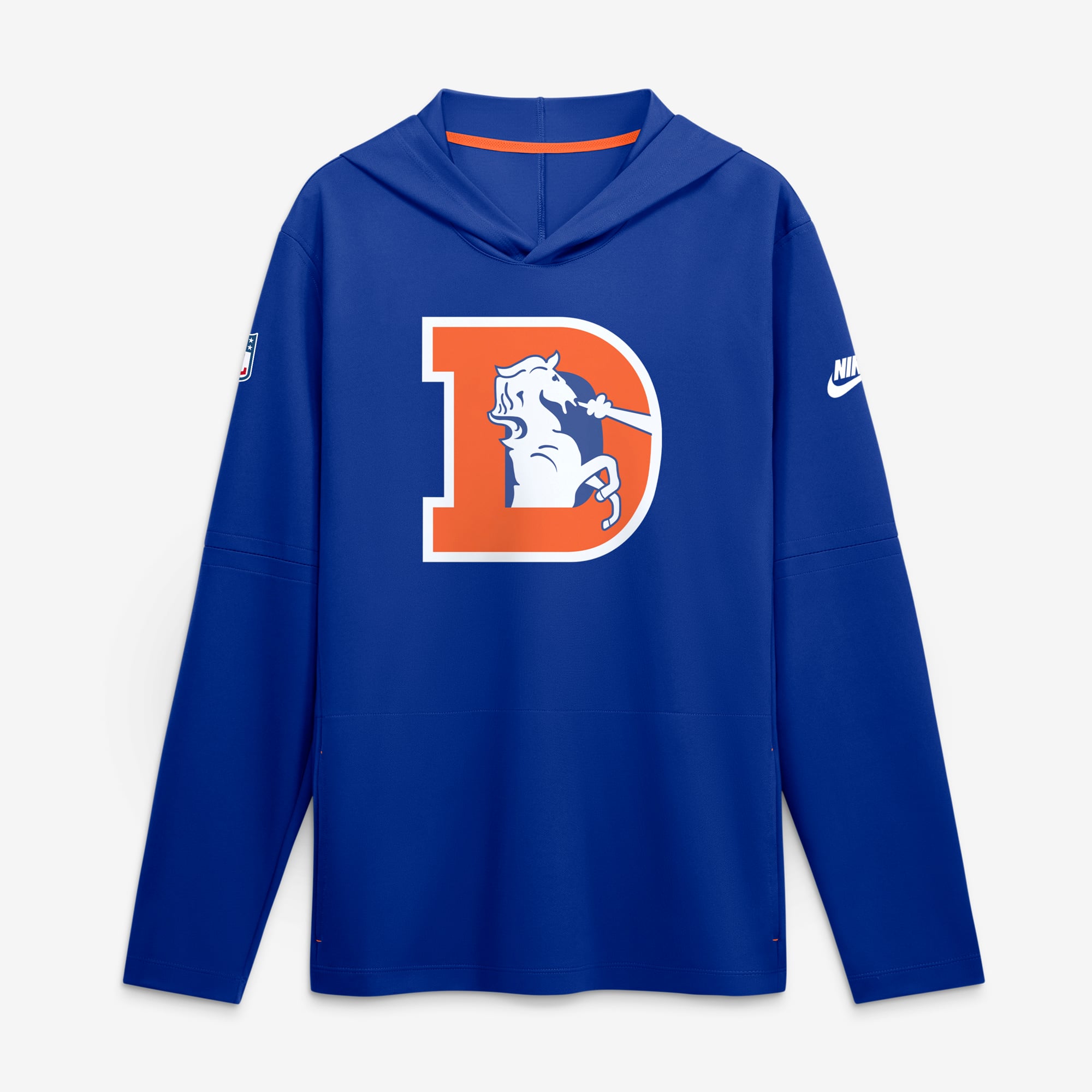 Men's Nike Royal Denver Broncos Sideline Alternate Lightweight Long Sleeve Hooded Dri-FIT T-Shirt
