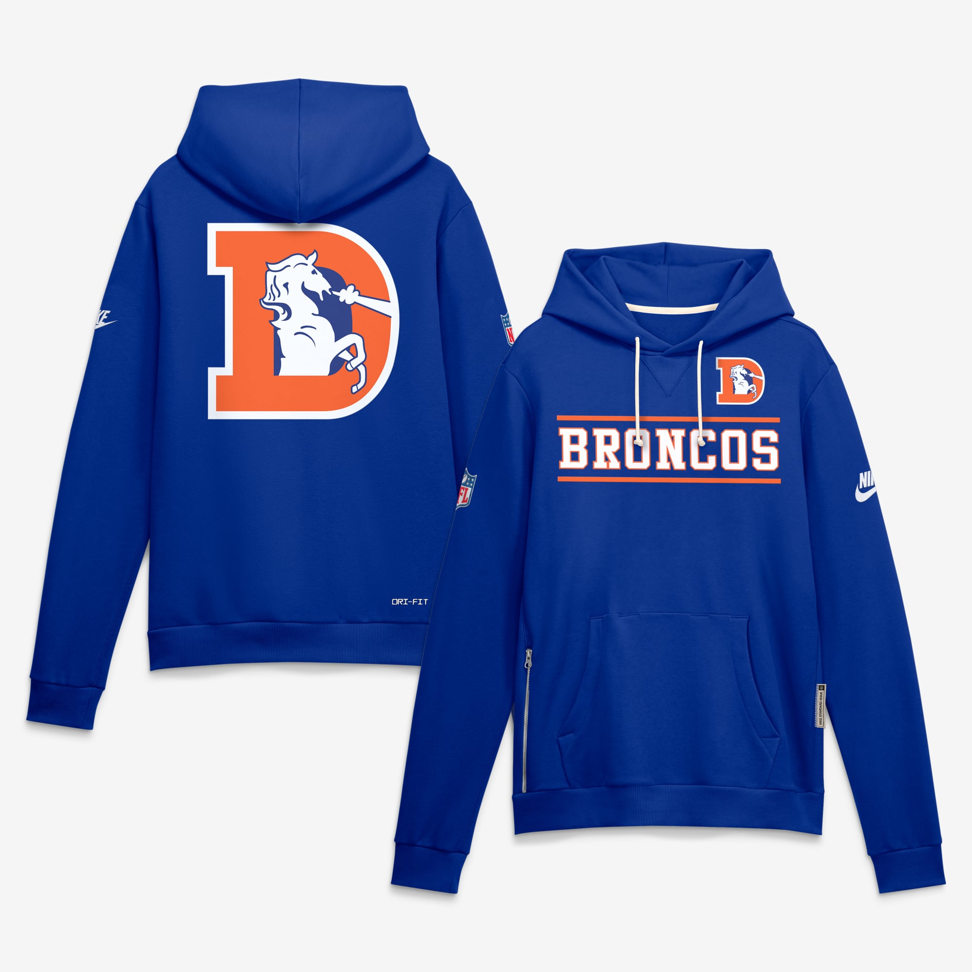 Men's Nike Royal Denver Broncos Standard Issue Replay Officials Alternate Dri-FIT Hoodie