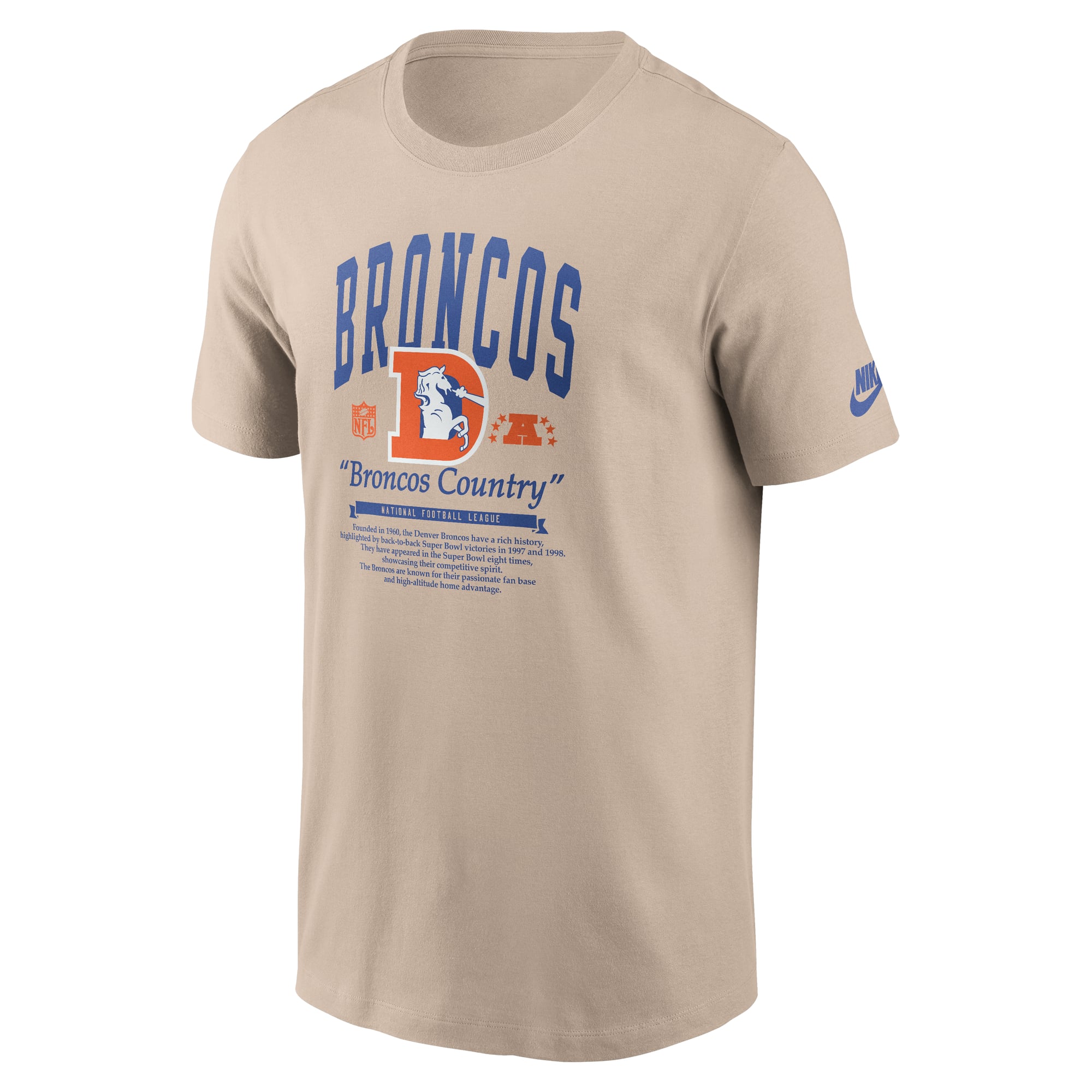 T-shirt Nike Rewind Denver Broncos couleur sable pour homme