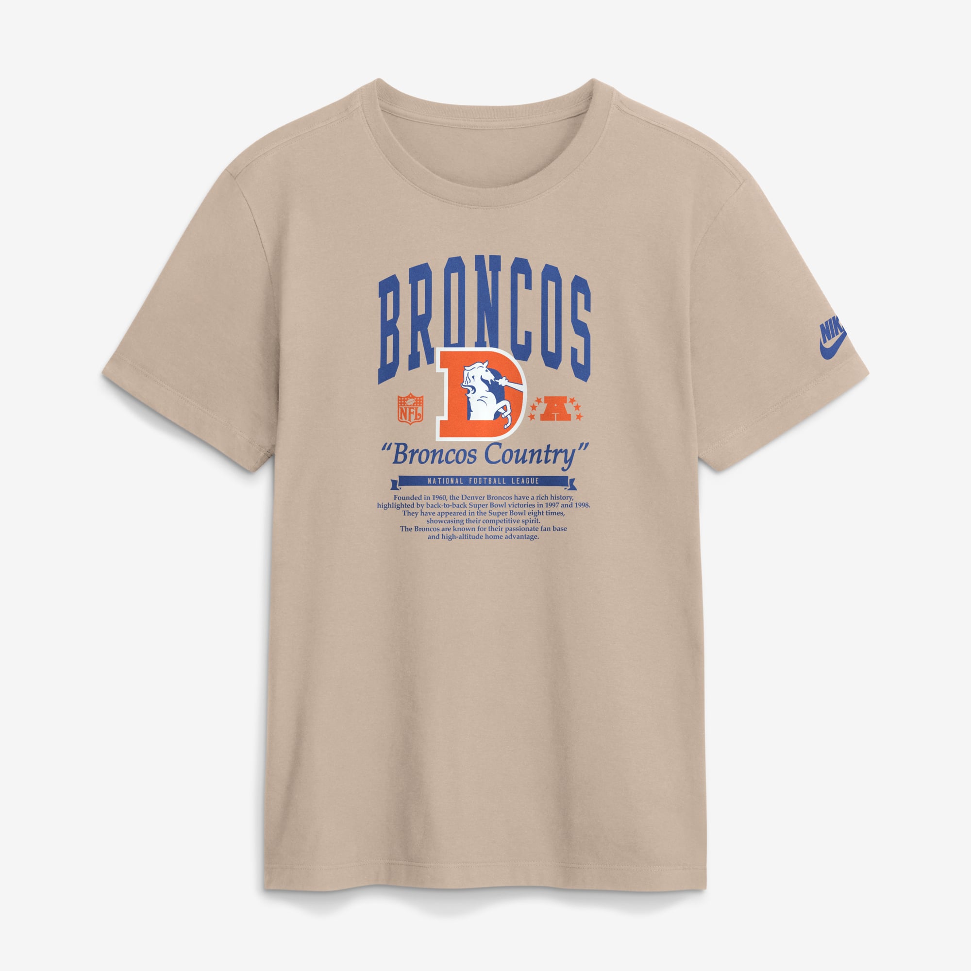 T-shirt Nike Rewind Denver Broncos couleur sable pour homme
