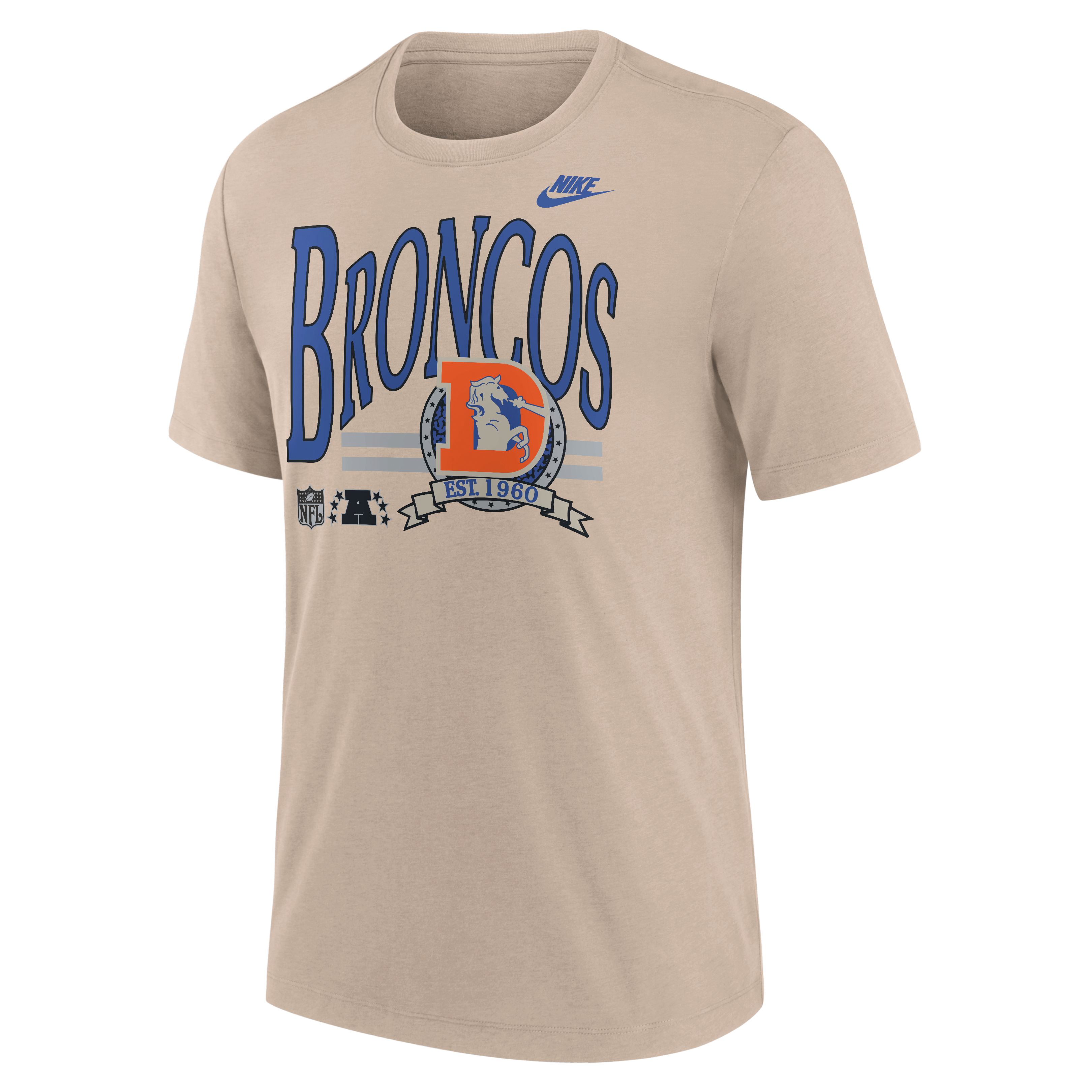 T-shirt Nike Sand Denver Broncos Rewind Tri-Blend pour homme