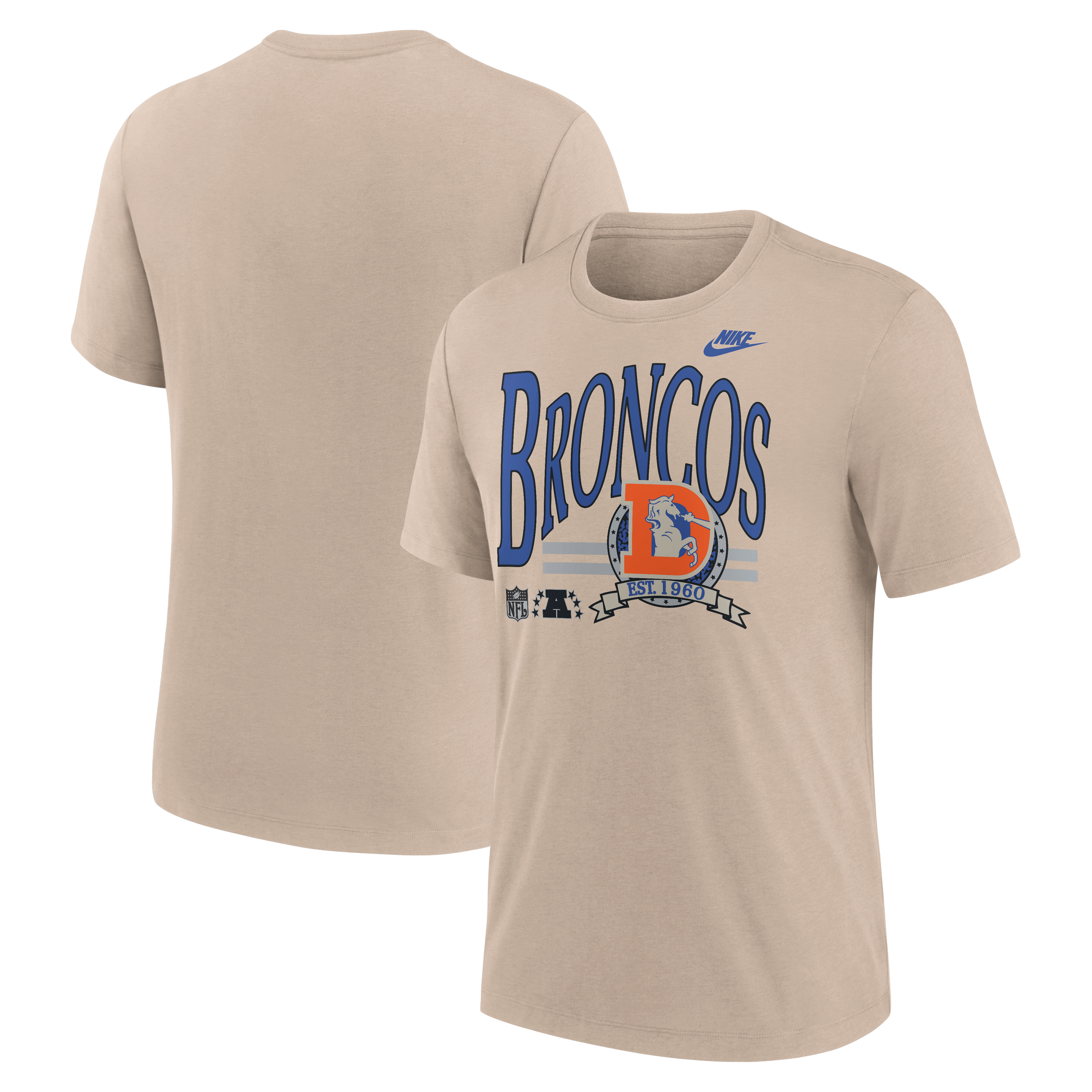 Men's Nike Sand Denver Broncos Rewind Tri-Blend T-Shirt