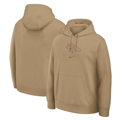  Denver Broncos Nike Washed Club Fleece Pullover Sweatshirt - Tan
