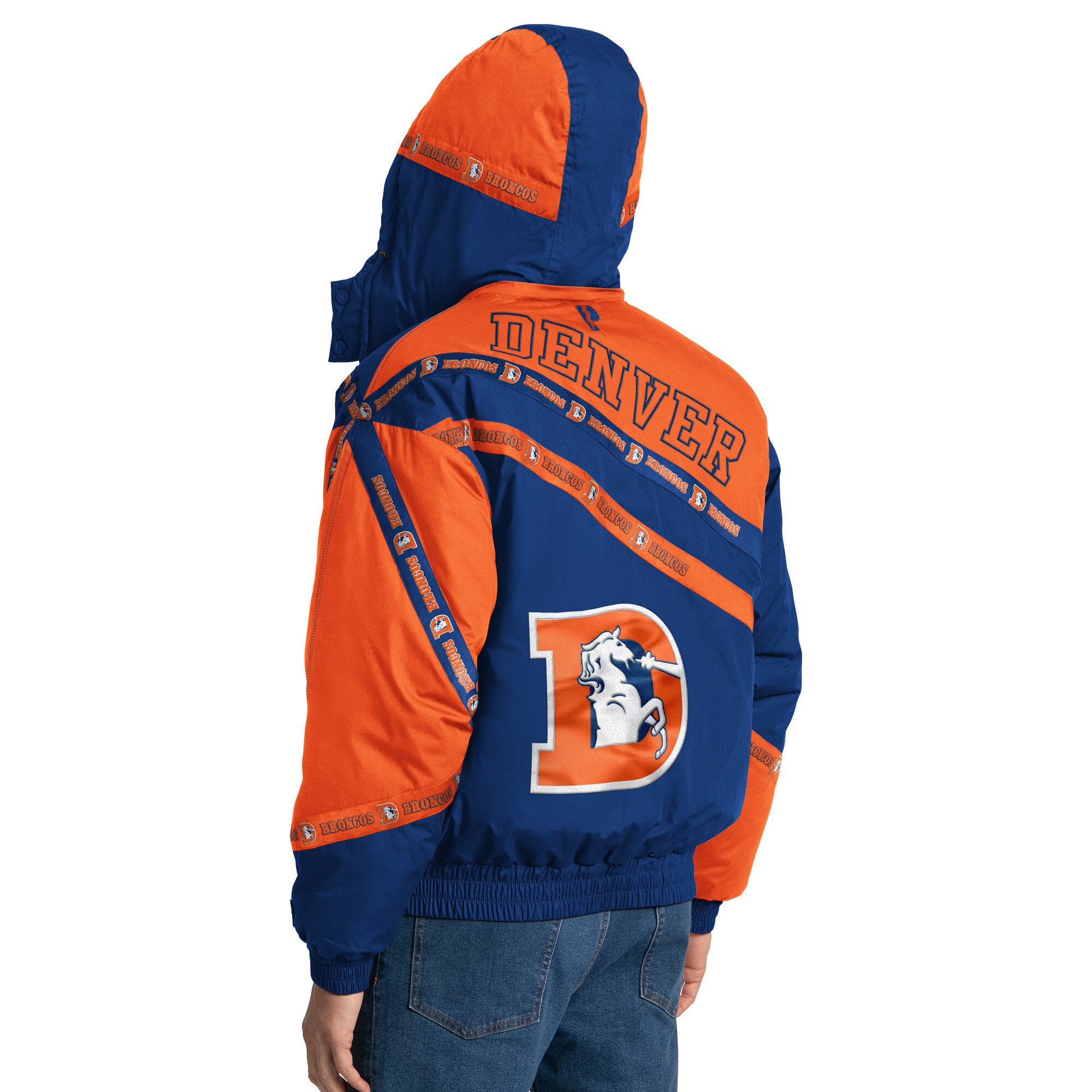 Veste zippée intégrale Denver Broncos Pro Player Royal à double bande et capuche amovible