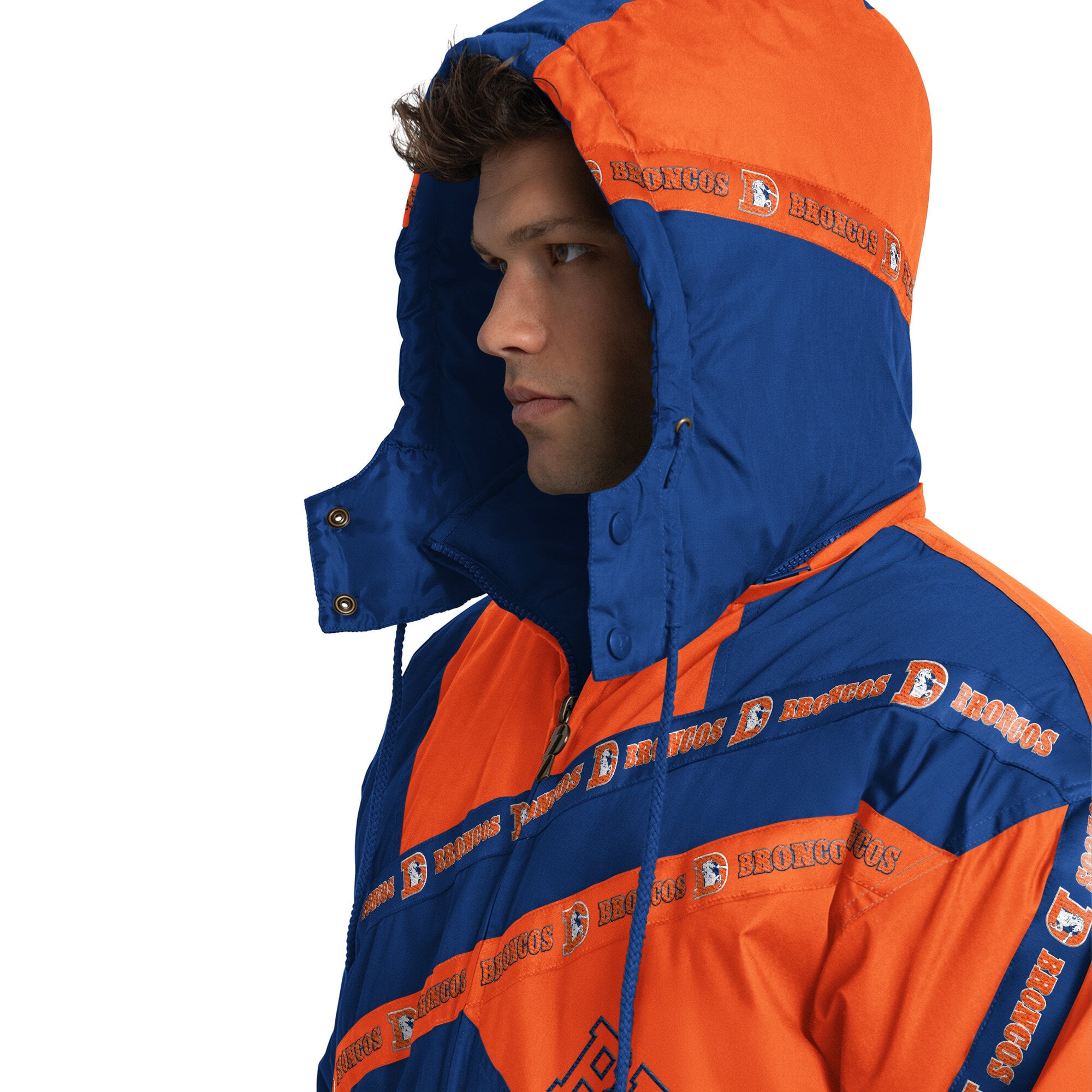 Veste zippée intégrale Denver Broncos Pro Player Royal à double bande et capuche amovible