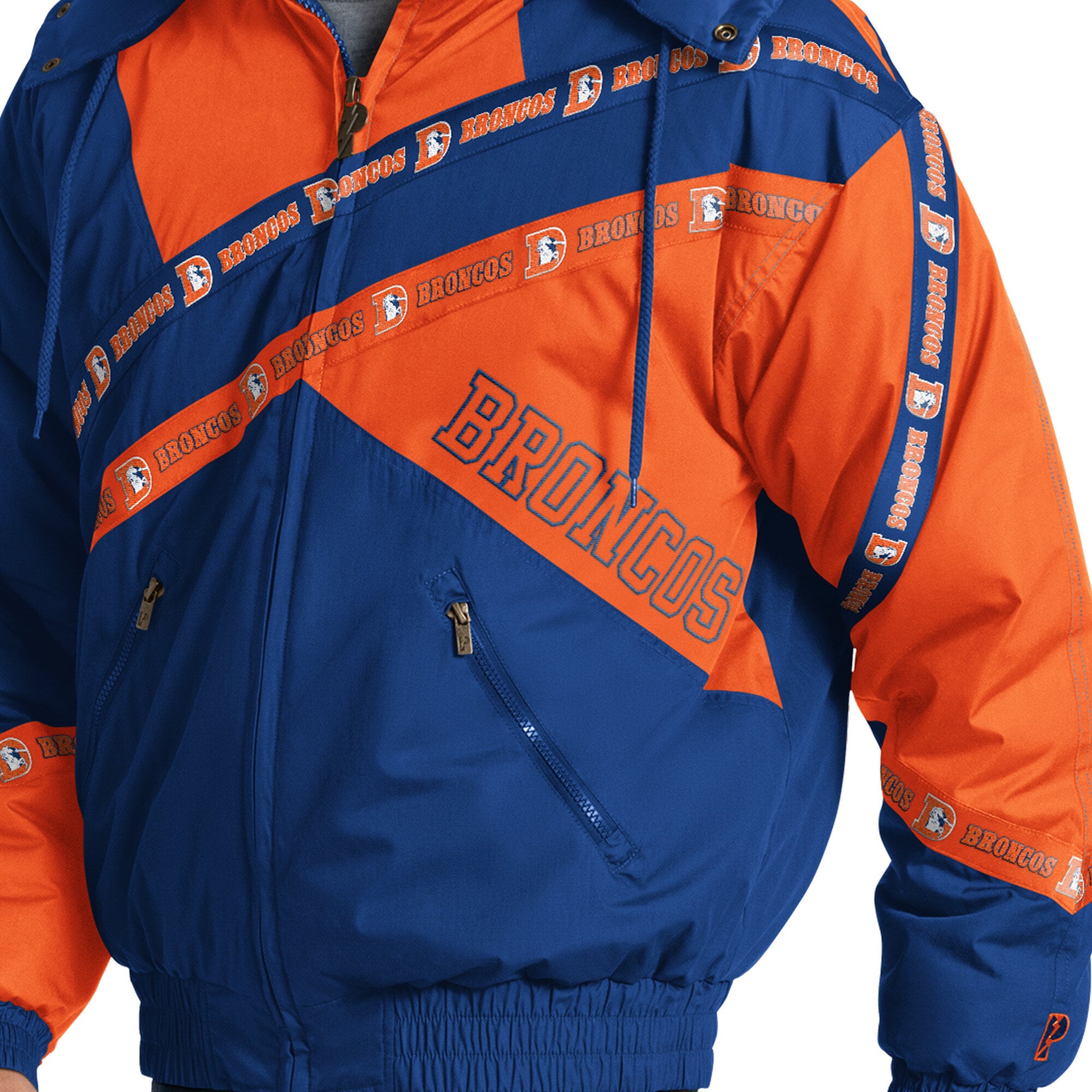 Veste zippée intégrale Denver Broncos Pro Player Royal à double bande et capuche amovible