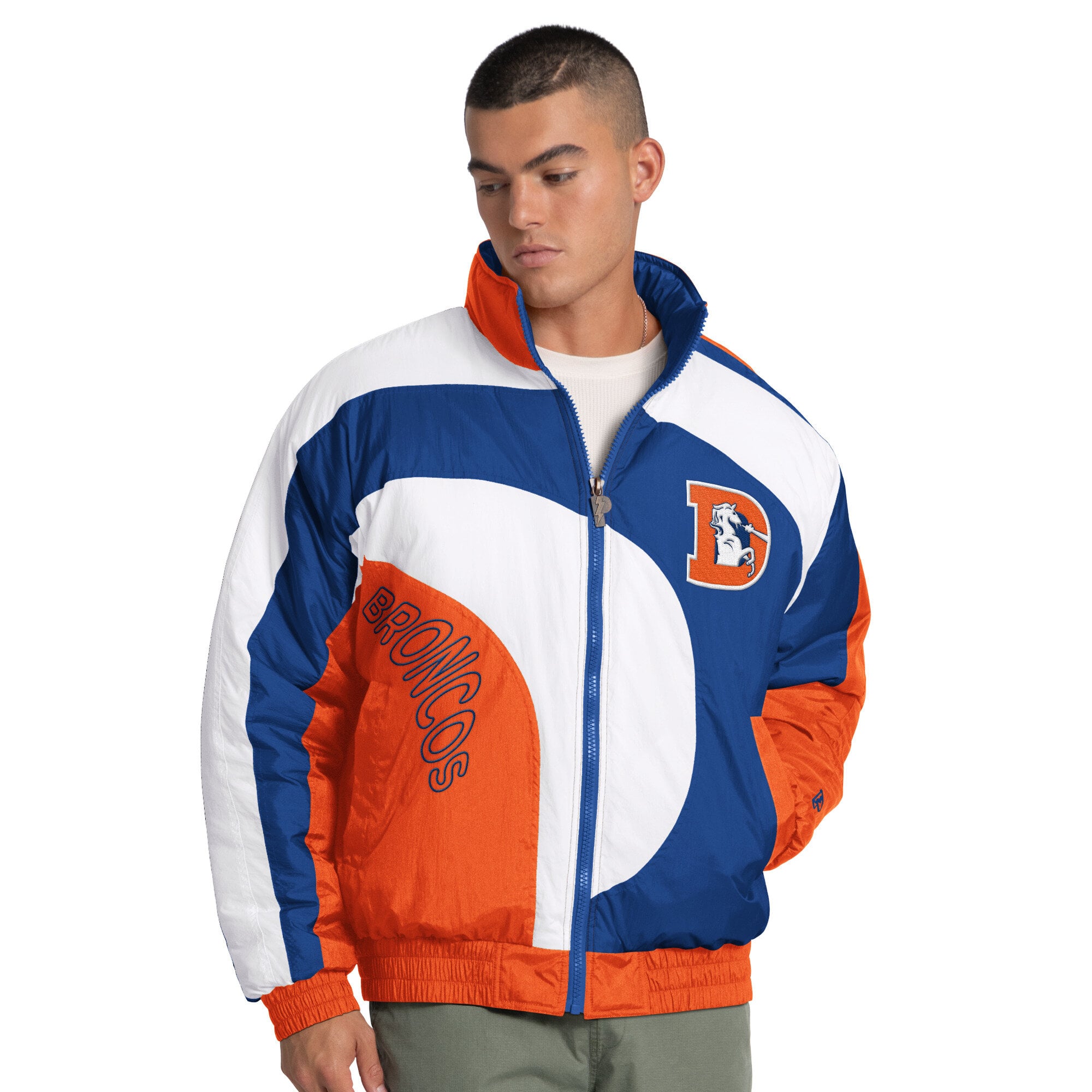 Men's Pro Player White Denver Broncos Wave Full-Zip Jacket