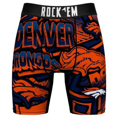  Denver Broncos Rock Em Socks Sketched Out Boxer Briefs - Navy