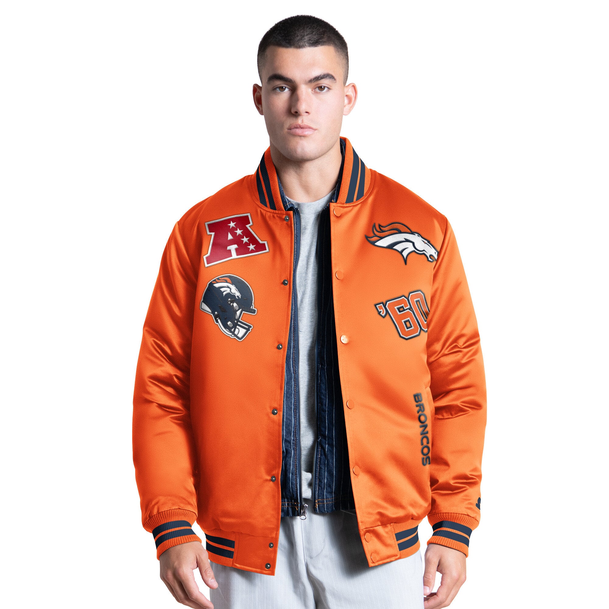 Veste universitaire Starter orange Denver Broncos Elite à boutons-pression pour homme