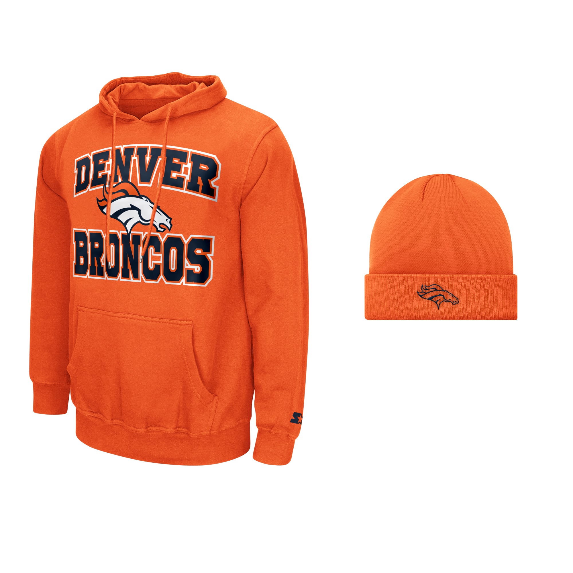 Ensemble sweat à capuche et bonnet revers Starter Orange Denver Broncos pour homme