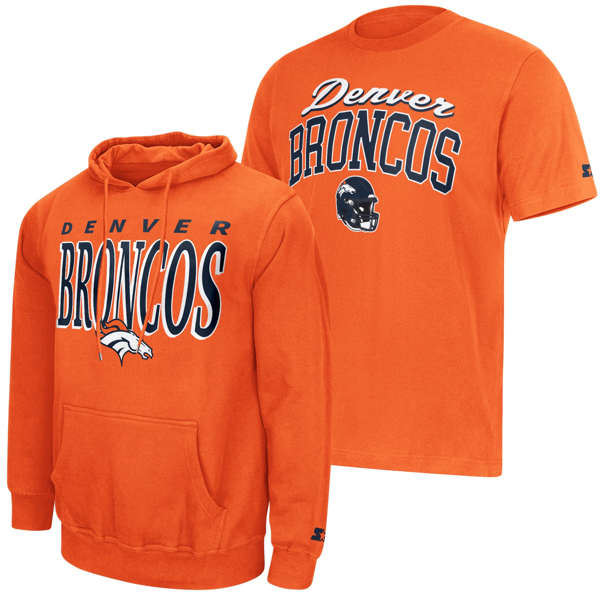 Ensemble t-shirt et sweat à capuche Starter orange Denver Broncos pour homme