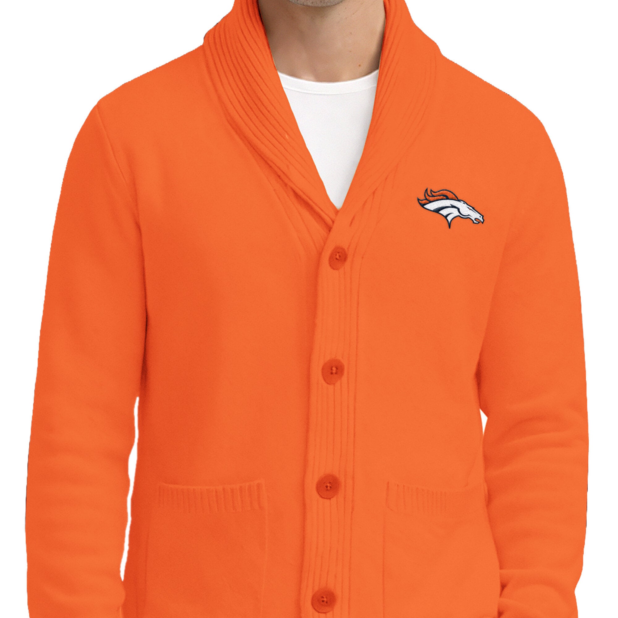 Gilet cardigan en maille épaisse à col châle Denver Broncos orange Starter pour homme
