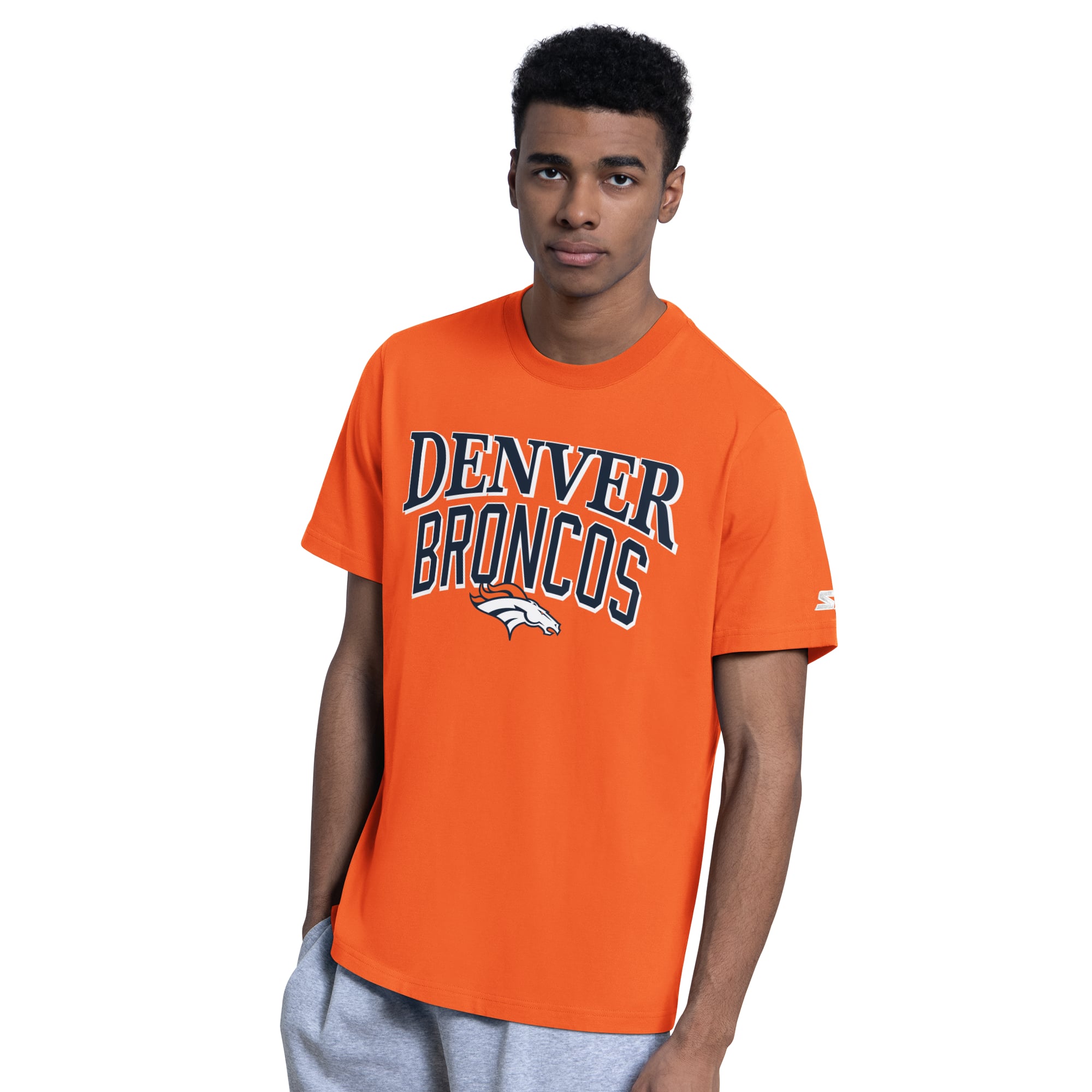 Ensemble de deux t-shirts à logo Denver Broncos, orange/gris chiné, pour homme
