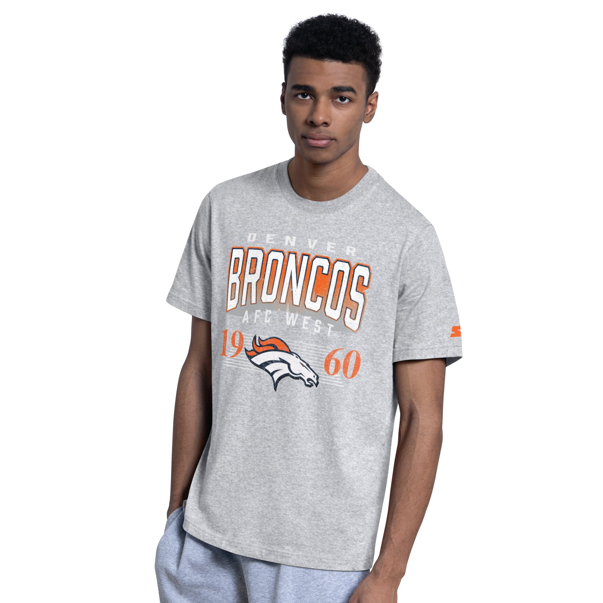 Ensemble de deux t-shirts à logo Denver Broncos, orange/gris chiné, pour homme