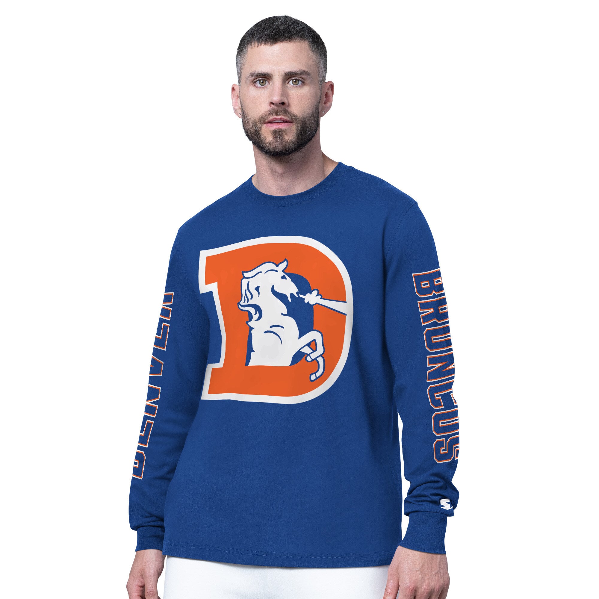 T-shirt à manches longues Starter Royal Denver Broncos Clutch Hit II Vintage Logo pour homme