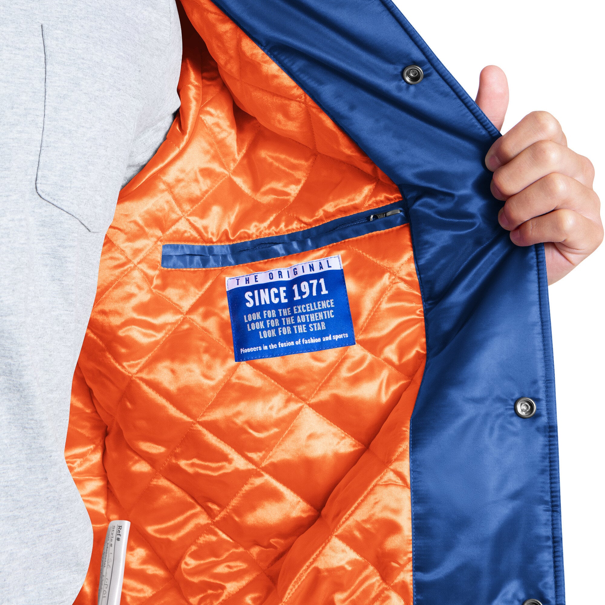 Veste universitaire rétro à logo Denver Broncos Courtside pour homme, coloris Royal, fermeture boutons-pression.
