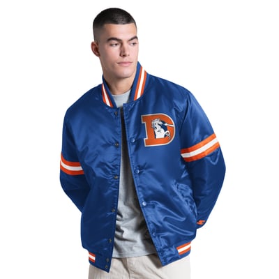 Denver Broncos Starter Courtside Varsity Retro Logo Full Snap Jacket - Royal