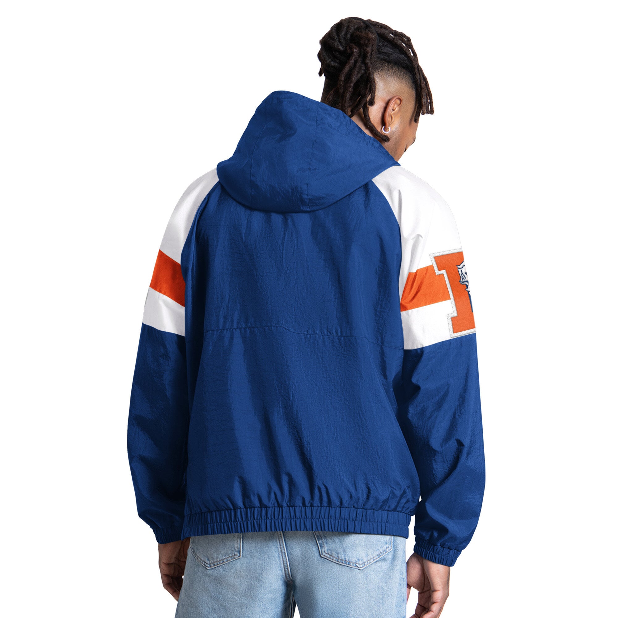 Men's Starter Royal Denver Broncos Street Cut Retro Logo Half-Zip Jacket