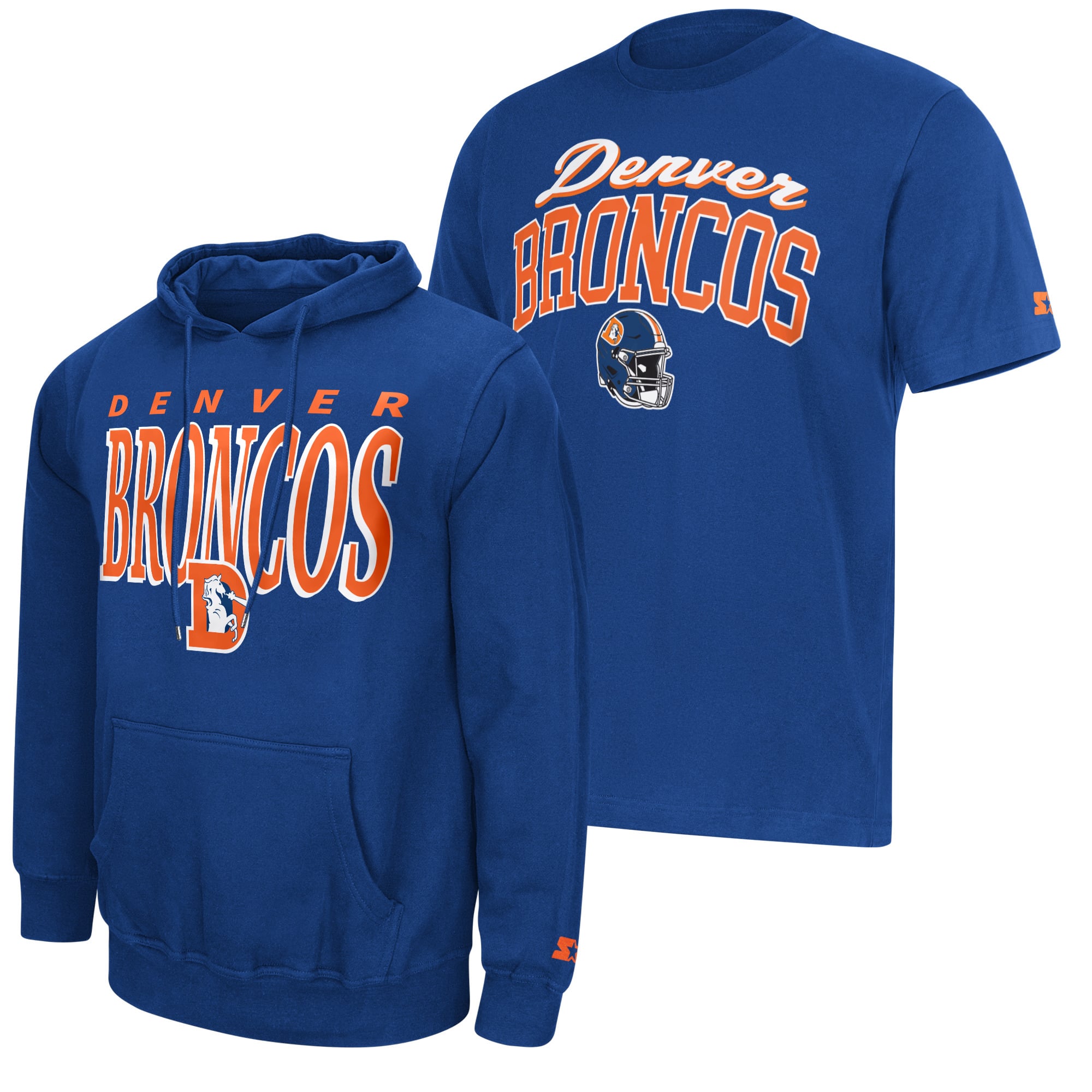Pack sweat à capuche et t-shirt Starter Royal Denver Broncos logo vintage pour homme