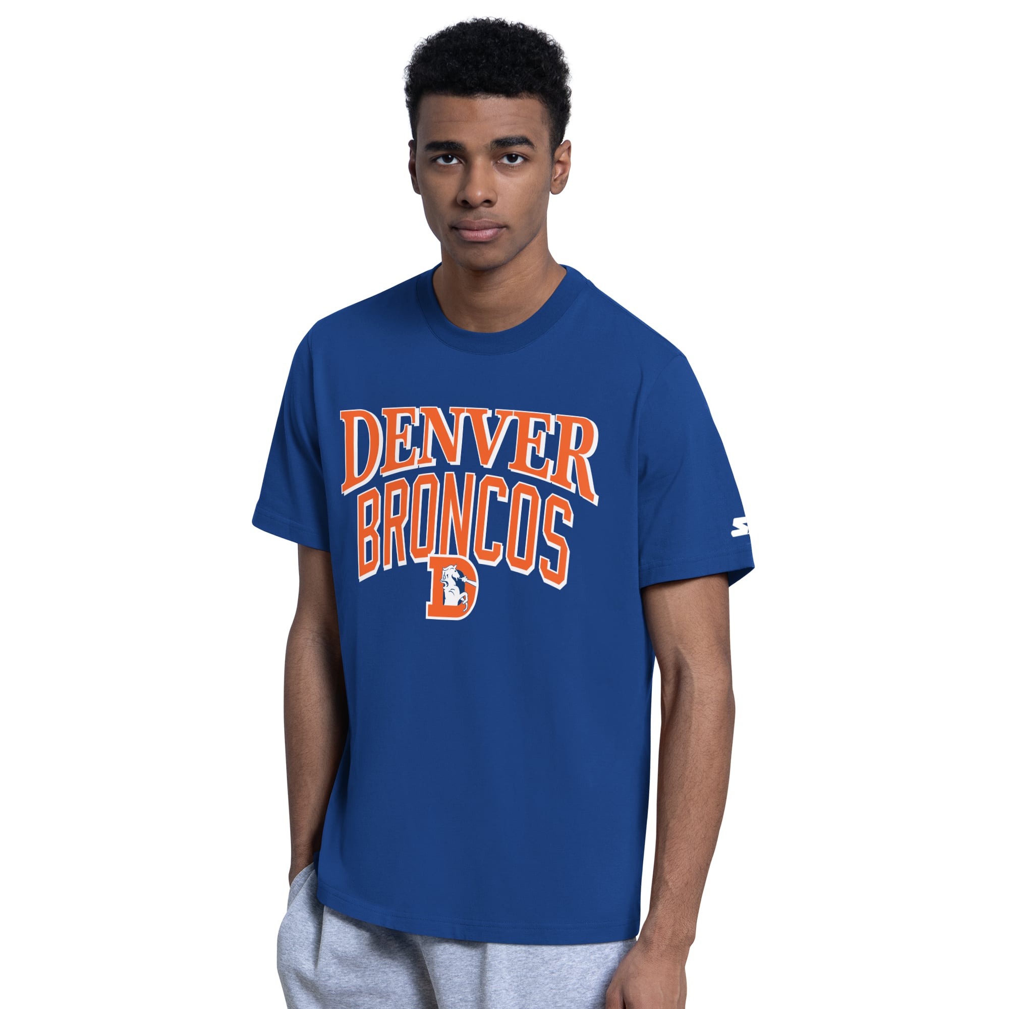 Men's Starter  Royal/Heather Gray Denver Broncos Two-Pack Throwback Logo T-Shirt Set
