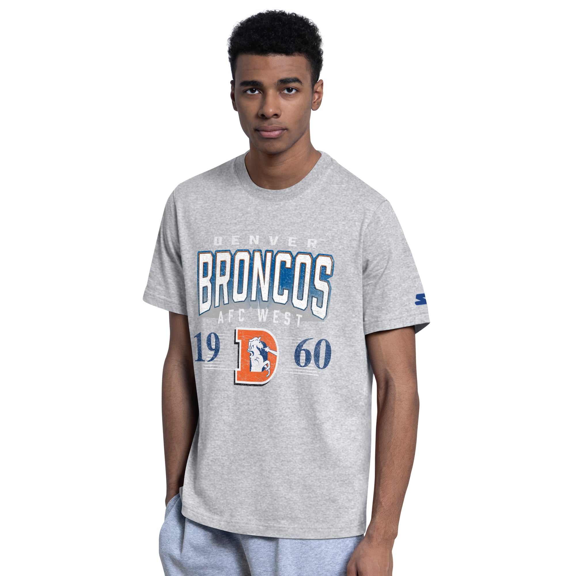 Men's Starter  Royal/Heather Gray Denver Broncos Two-Pack Throwback Logo T-Shirt Set