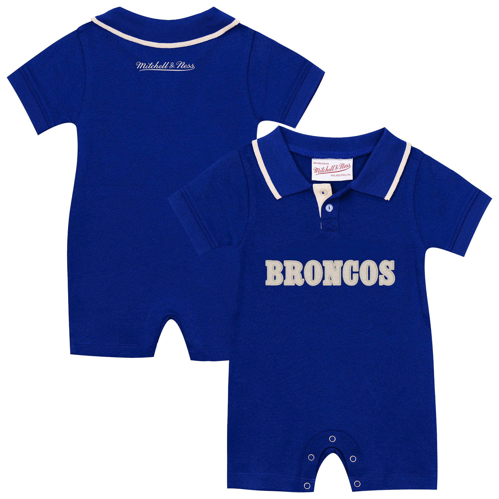 Newborn & Infant Mitchell Ness Royal Denver Broncos Retro Roots Rugby Romper