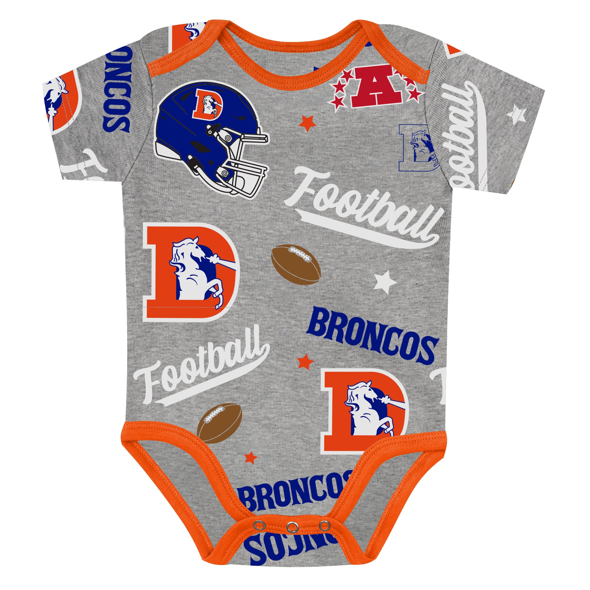 Ensemble de body trois pièces Outerstuff pour nouveau-né Denver Broncos, premier choix la ronde