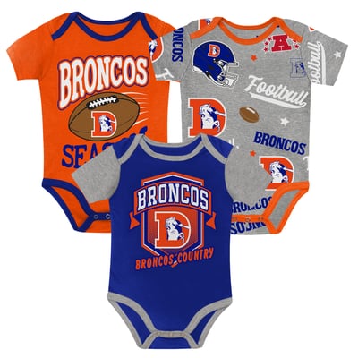  Denver Broncos Outerstuff Newborn First Round Pick Three-Piece Bodysuit Set