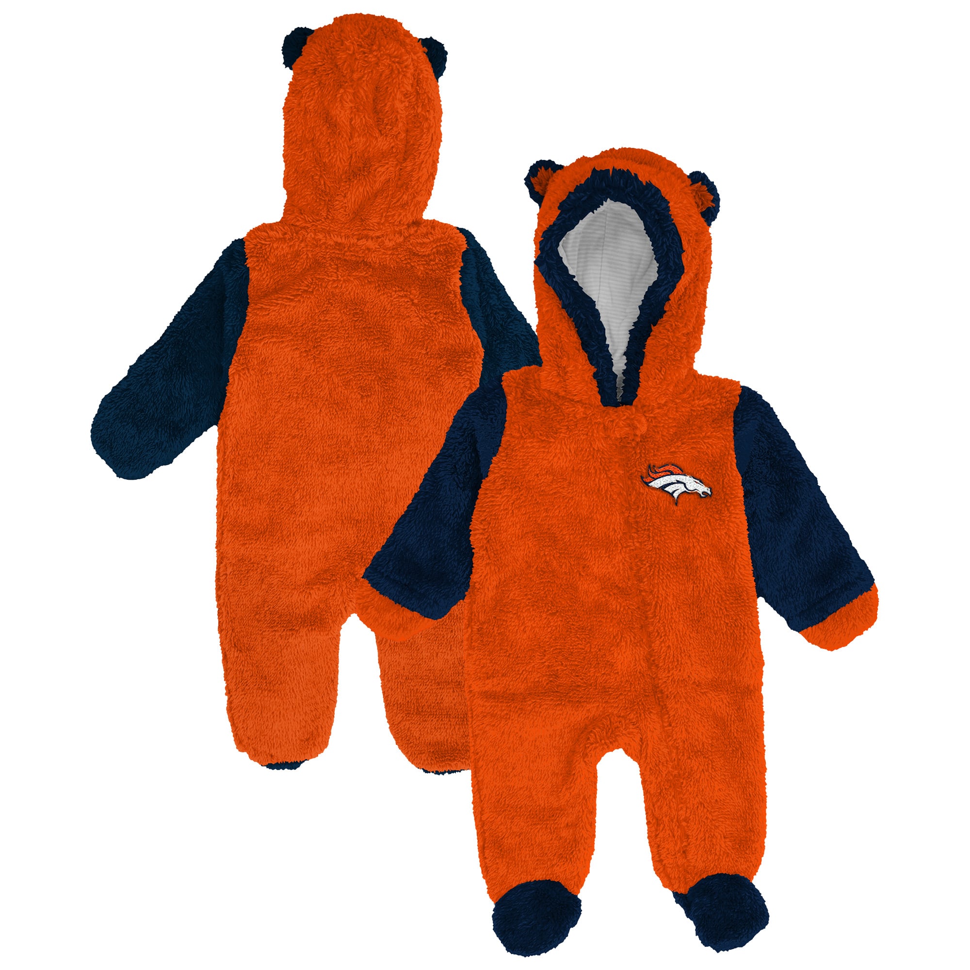 Grenouillère en polaire orange Denver Broncos pour nouveau-né Outerstuff avec fermeture éclair intégrale