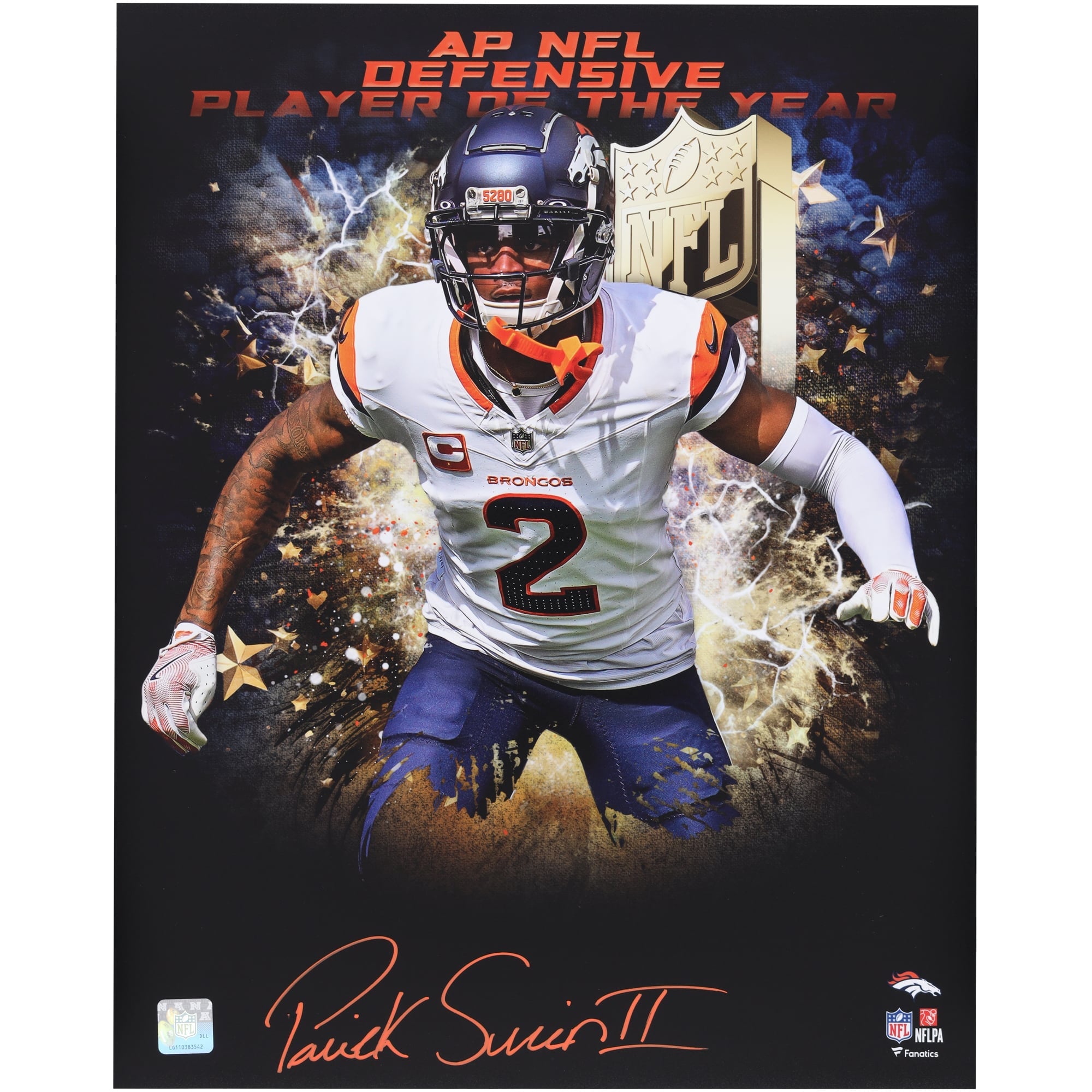 Patrick Surtain II Denver Broncos Autographed 16" x 20" 2024 NFL DPOY In-Focus Photograph