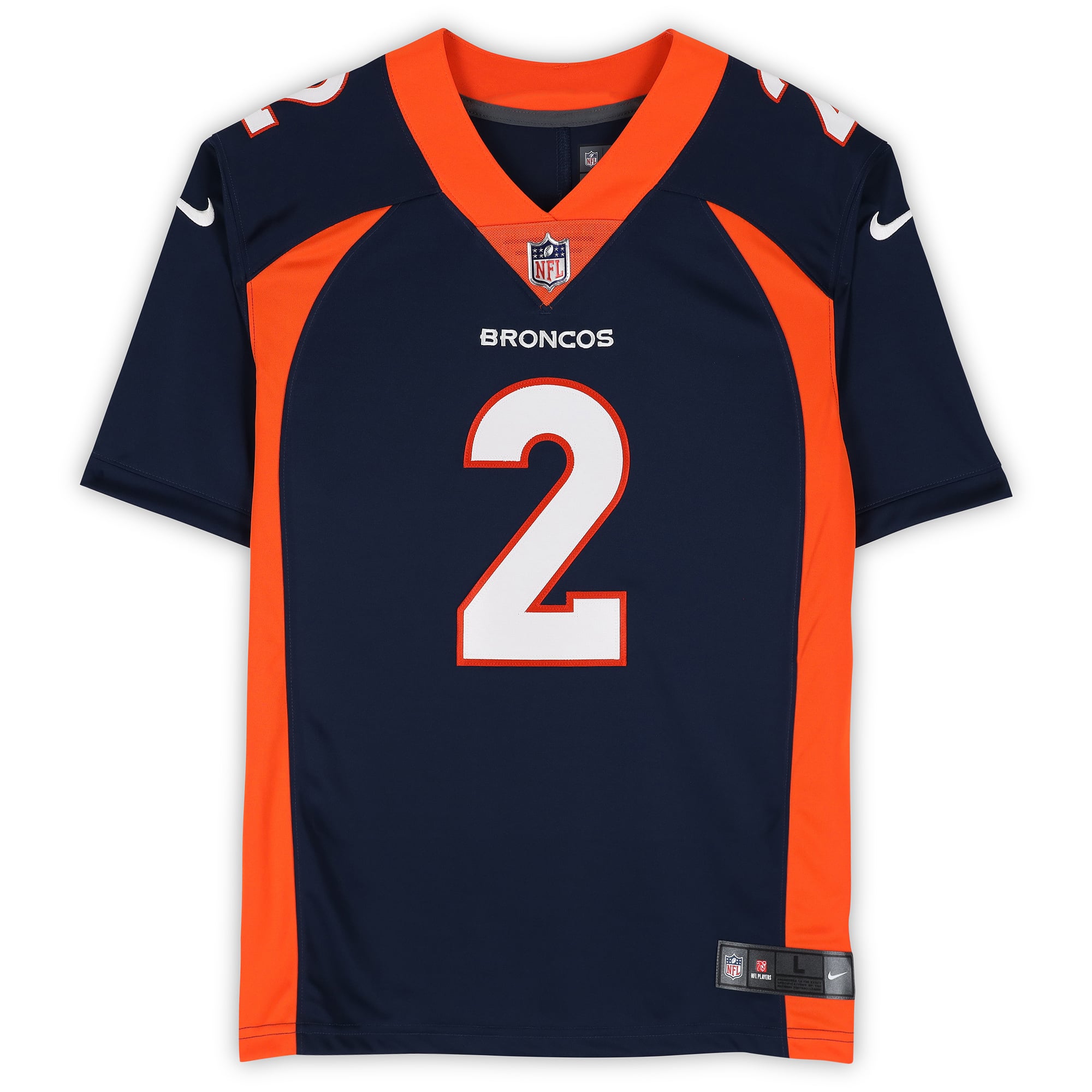 Maillot rétro Nike bleu marine 1997-2023, édition limitée, autographié par Patrick Surtain II des Denver Broncos, avec inscription « 24 DPOY ».