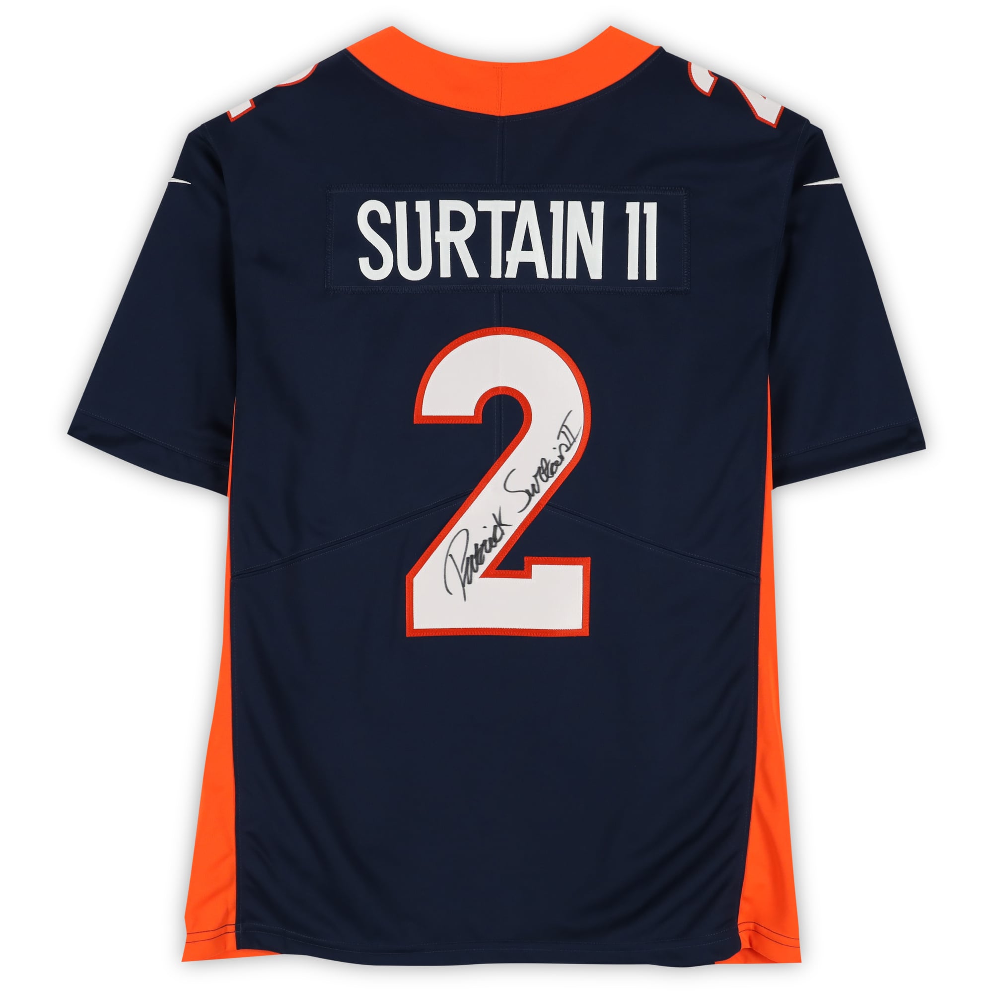 Maillot Nike Limited bleu marine autographié de Patrick Surtain II, Denver Broncos
