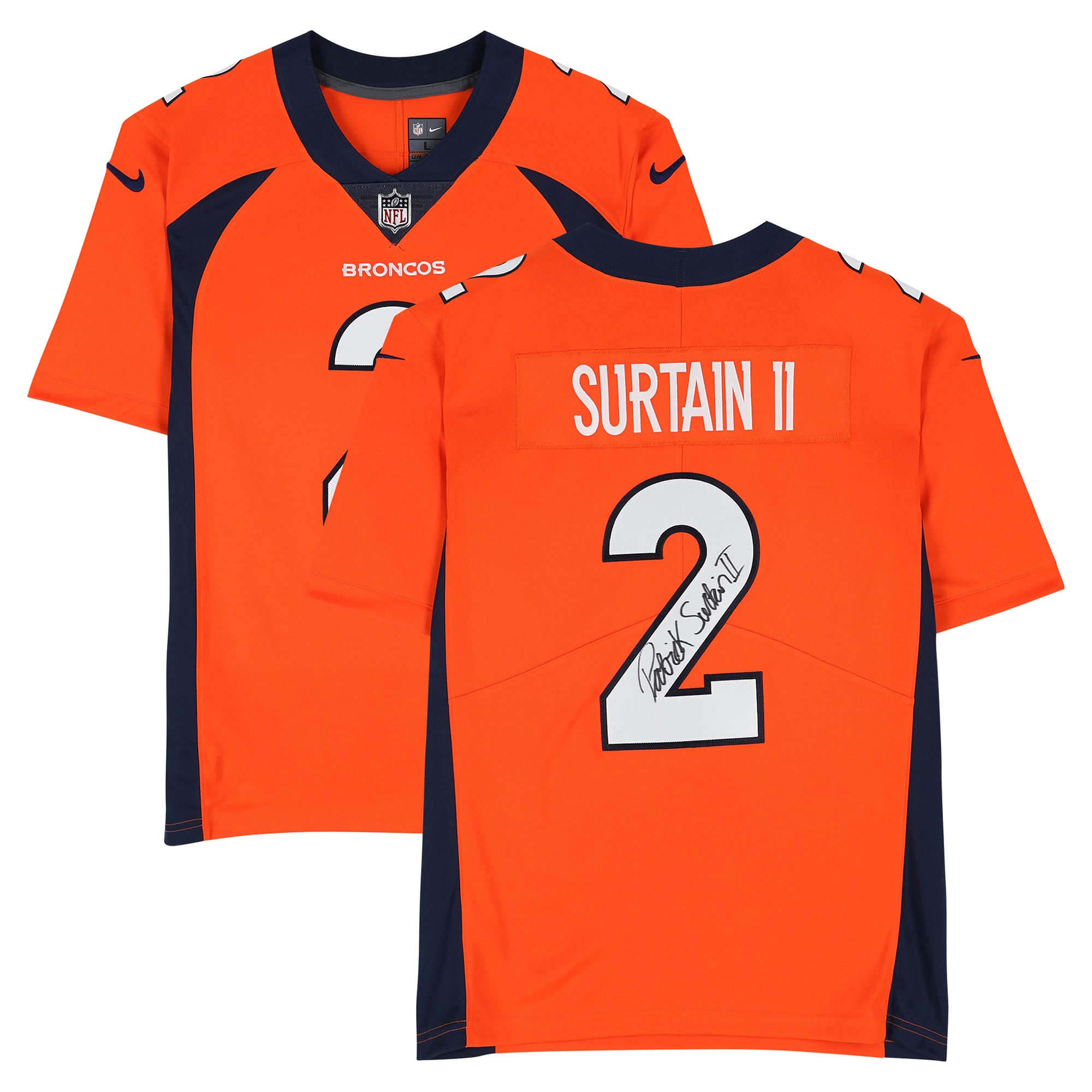 Maillot rétro Nike orange autographié de Patrick Surtain II (Denver Broncos), édition limitée 1997-2023