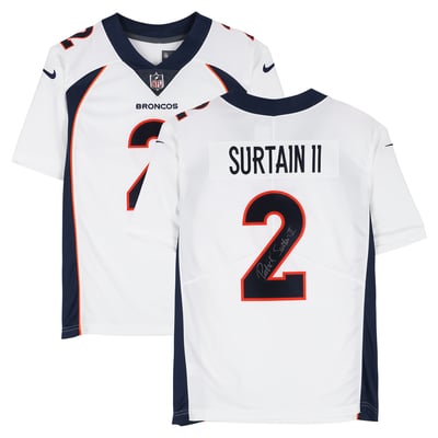 Patrick Surtain II Denver Broncos Autographed Fanatics Authentic White Nike 1997-2023 Throwback Limited Jersey